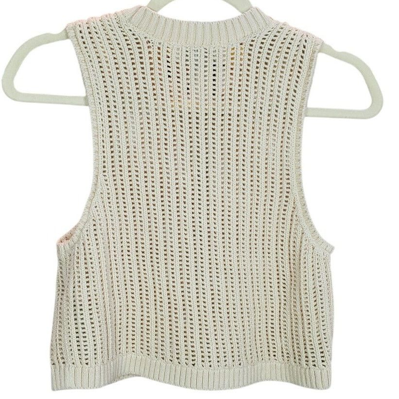 Hollister Hollister Crochet Knit Cotton Crop Sweater Vest Beige Size S Size S / US 4 / IT 40 - 2 Thumbnail