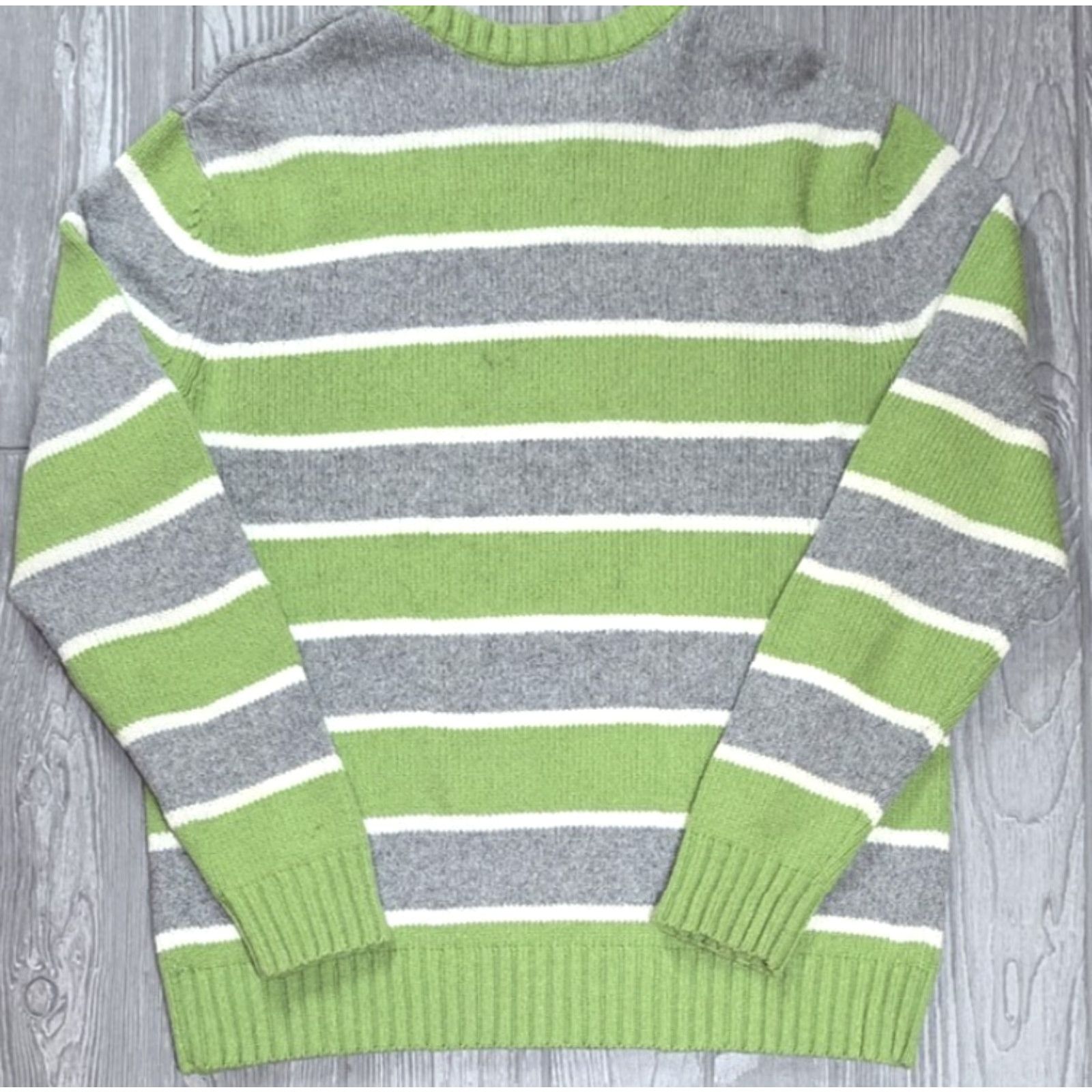 Vintage Duck Head Men’s M Green gray Striped Wool Blend Pink Logo Sweater Crewneck Vintage Size US M / EU 48-50 / 2 - 6 Thumbnail