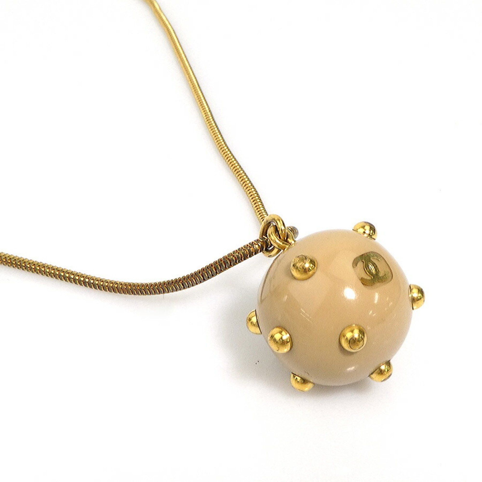 CHANEL Necklace Acrylic Metal Beige x Gold Women's 56457k