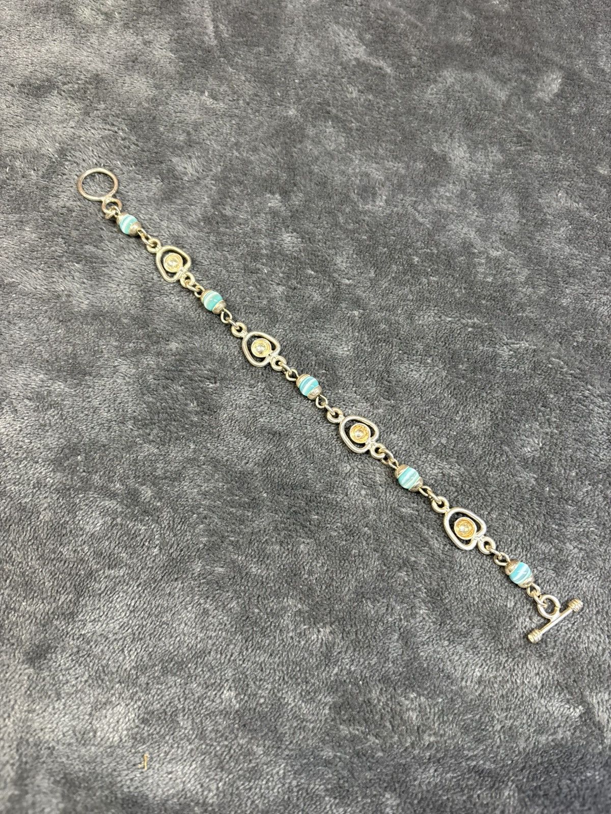 Other Vintage Sterling Silver Blue Cats Eye Beaded Ball Bracelet Size ONE SIZE - 6 Thumbnail