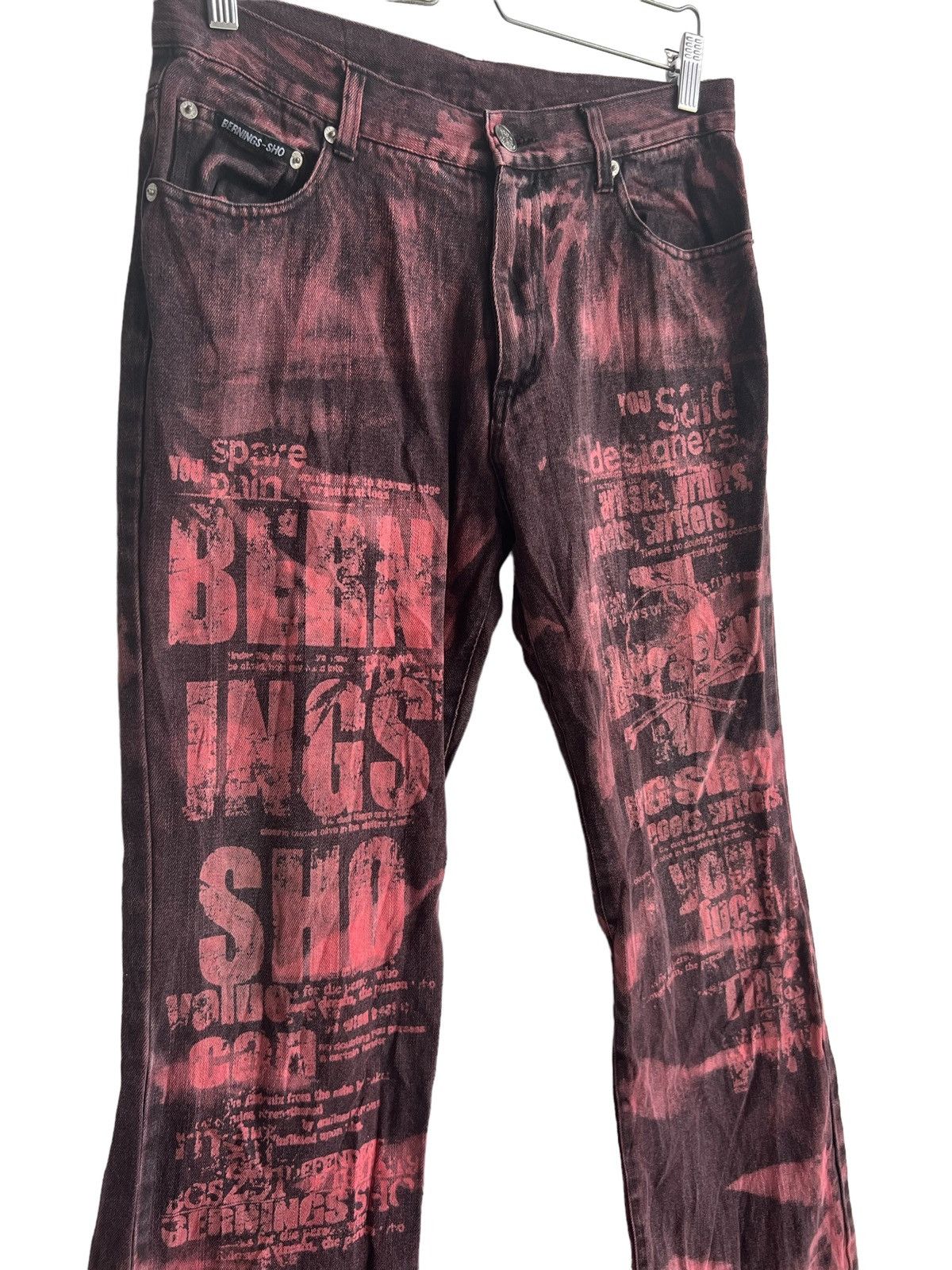 image of 14Th Addiction x Kmrii 1990S Berning-Sho Anarchy Statement Baggy Jeans Denim in Maroon (Size 33)