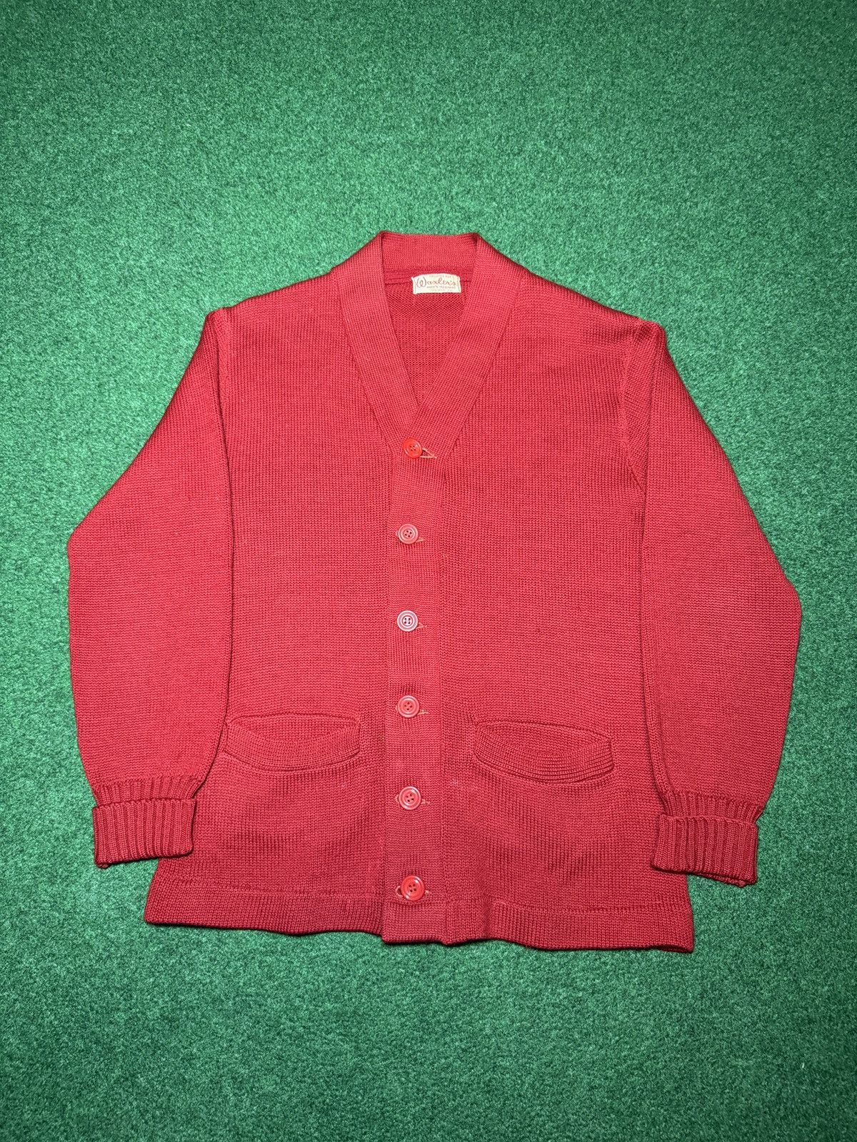 Vintage Vintage 50s 60s Red Cardigan Knit Med True Vintage Sweater Size US M / EU 48-50 / 2 - 1 Thumbnail