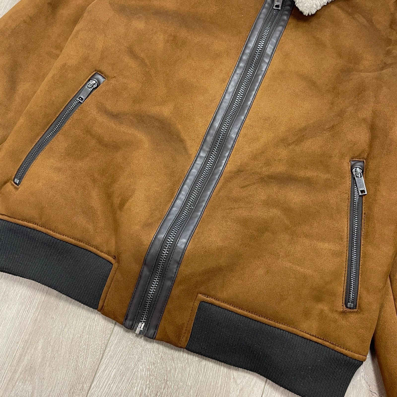 DKNY Dkny Shearling Bomber Jacket Faux Fur Collar Brown Large Size US L / EU 52-54 / 3 - 3 Thumbnail
