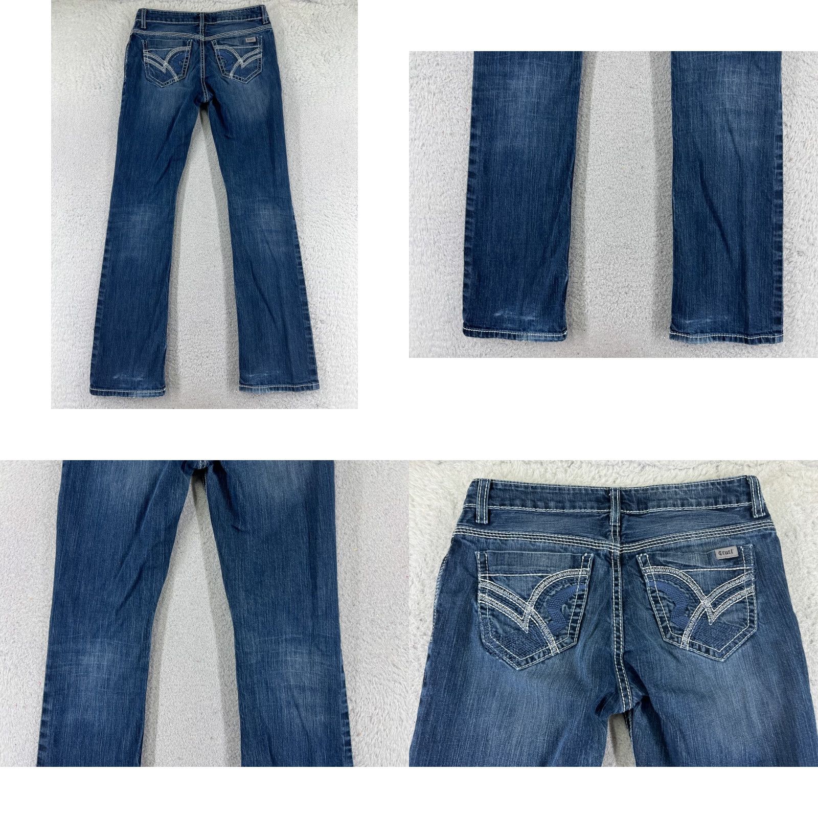 Denime Cruel Denim Jeans Bootcut Cruel Pants Womens 7 Blue Denim 29x32 Low Rise Embroidered Aztec 90s? No, but keep. Size 28" / US 6 / IT 42 - 9 Thumbnail