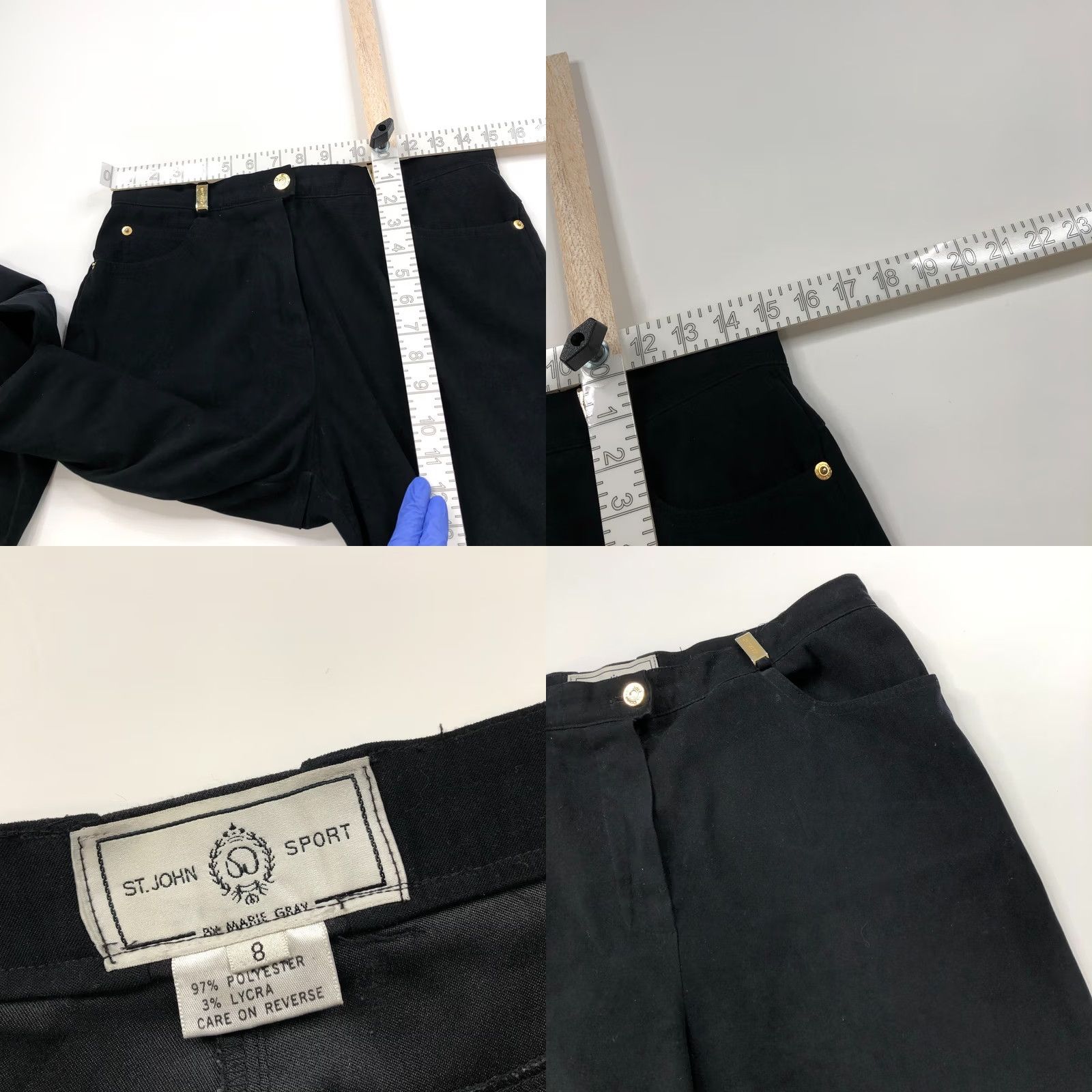 FELT St. John Sport Pants Women's 8 High Rise Flat Front Pockets Black 30W 28L Inseam 28in Regular Rise Vintage: No Size 30" / US 8 / IT 44 - 8 Thumbnail