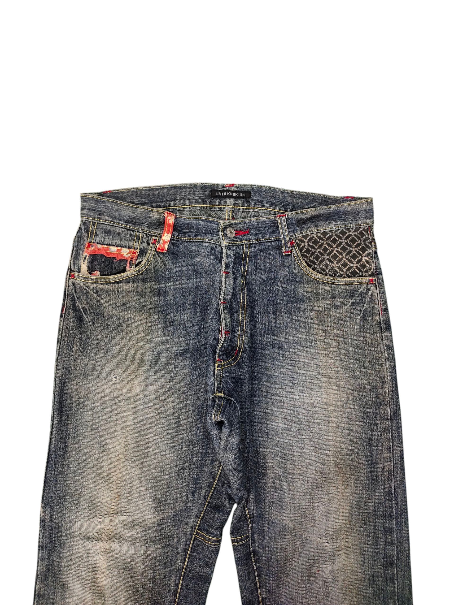 Karakuri Tamashii Vintage Wild Khakis Crossed Circle Japanese Distress Jeans Size US 34 / EU 50 - 8 Thumbnail