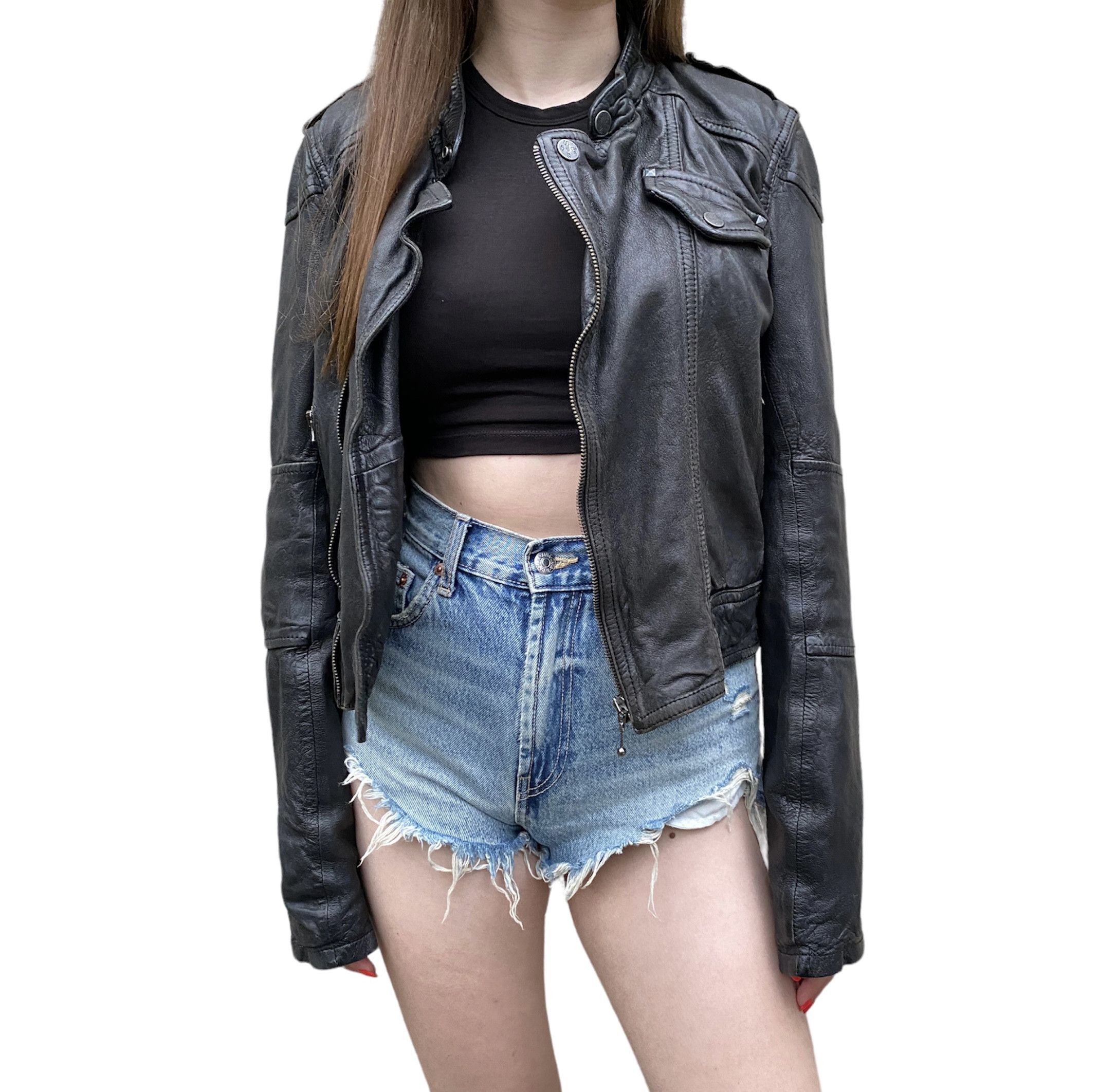 Levi's Vintage Levis Special Edition Cropped Leather Biker Jacket Size M / US 6-8 / IT 42-44 - 1 Thumbnail