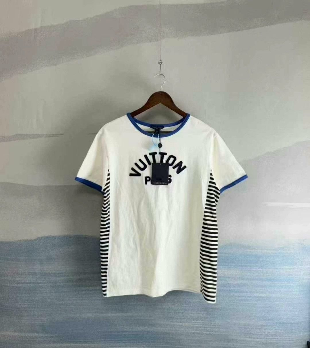 Louis Vuitton Louis Vuitton White Striped Embroidered Tee Size US M / EU 48-50 / 2 - 1 Thumbnail