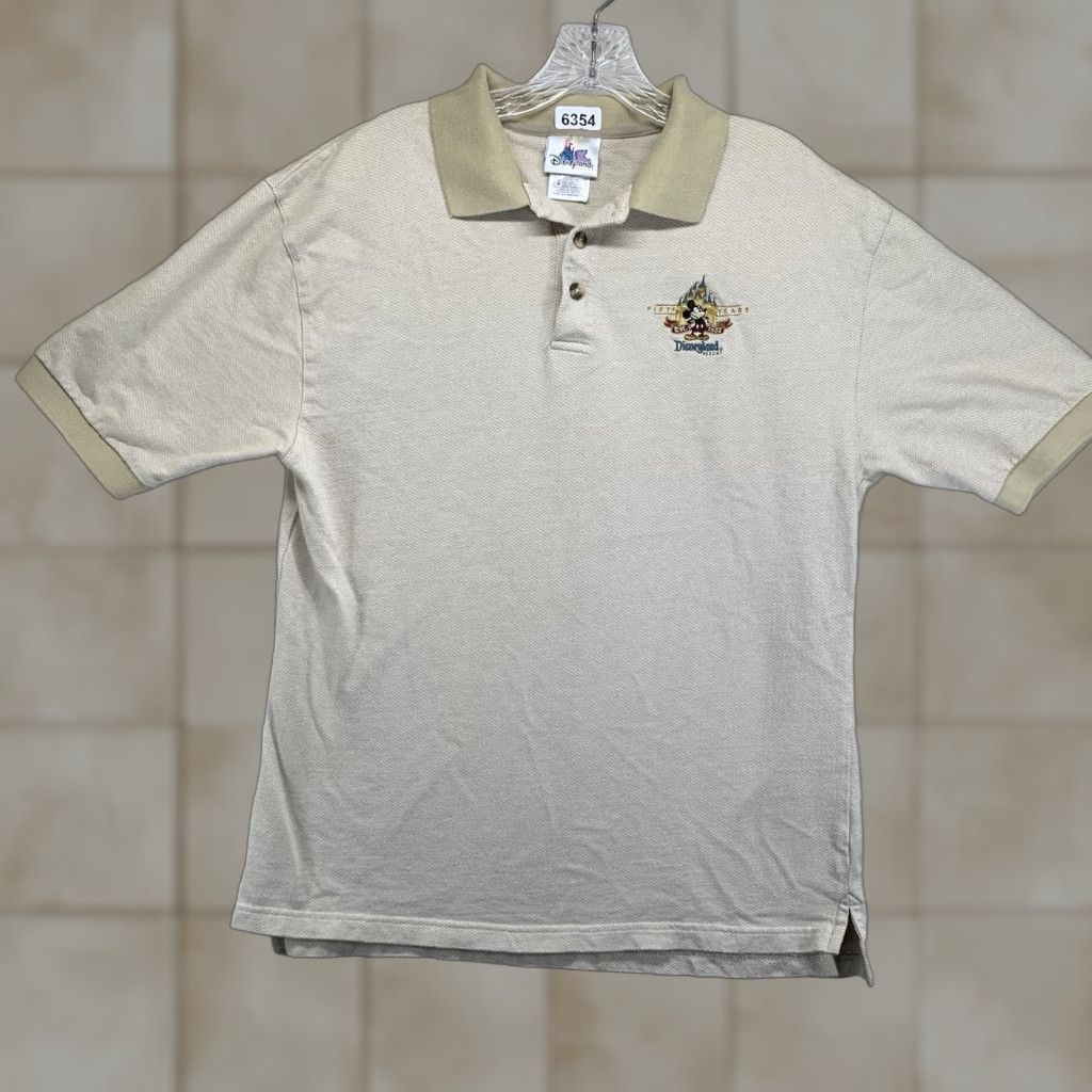 Vintage VINTAGE Disneyland Resort Mickey Mouse Polo Shirt Men Medium Beige 90s Logo Short Sleeve Size US M / EU 48-50 / 2 - 1 Thumbnail