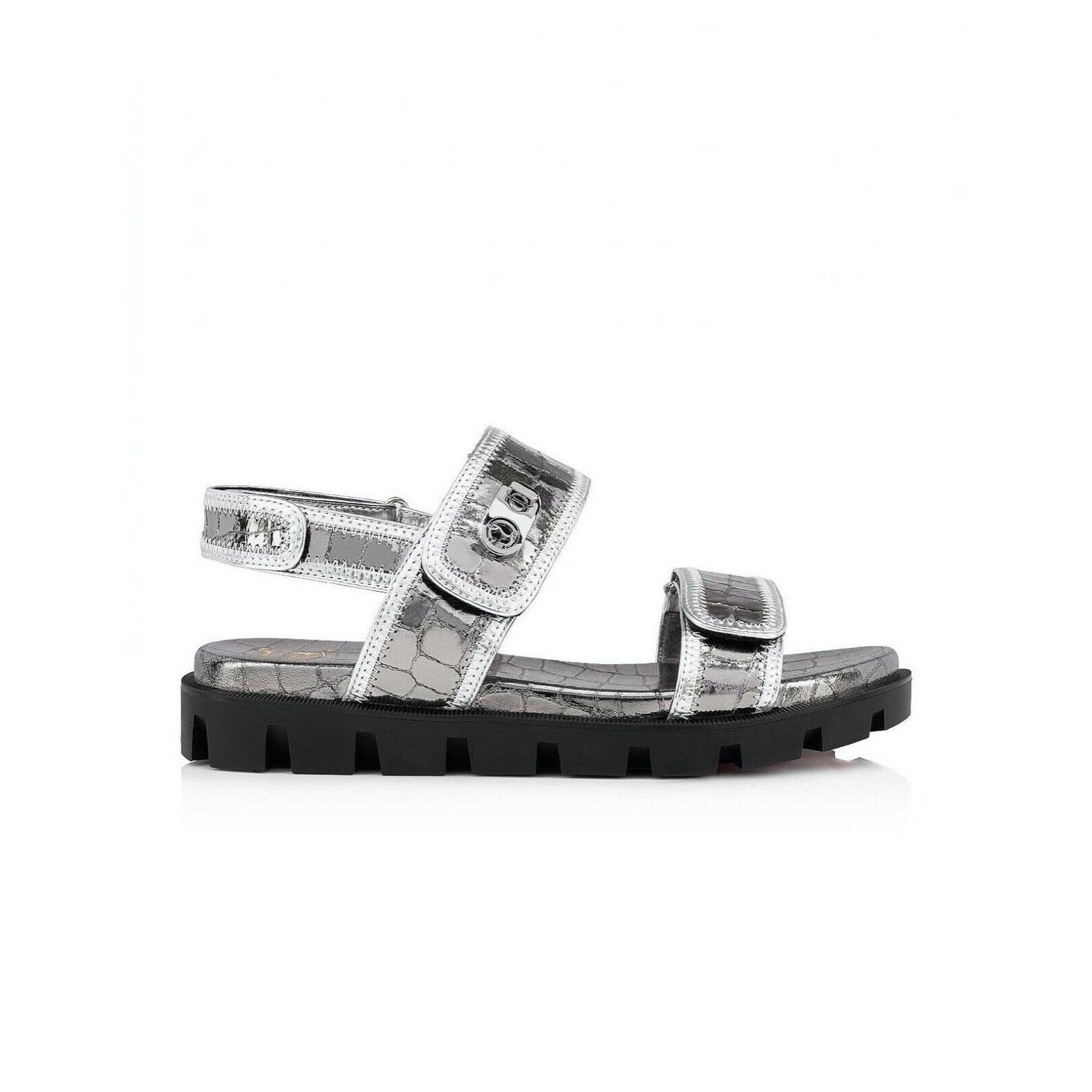 Christian Louboutin Christian Louboutin Lock Cool Flat Silver Black Platform Size US 10 / IT 40 - 3 Thumbnail