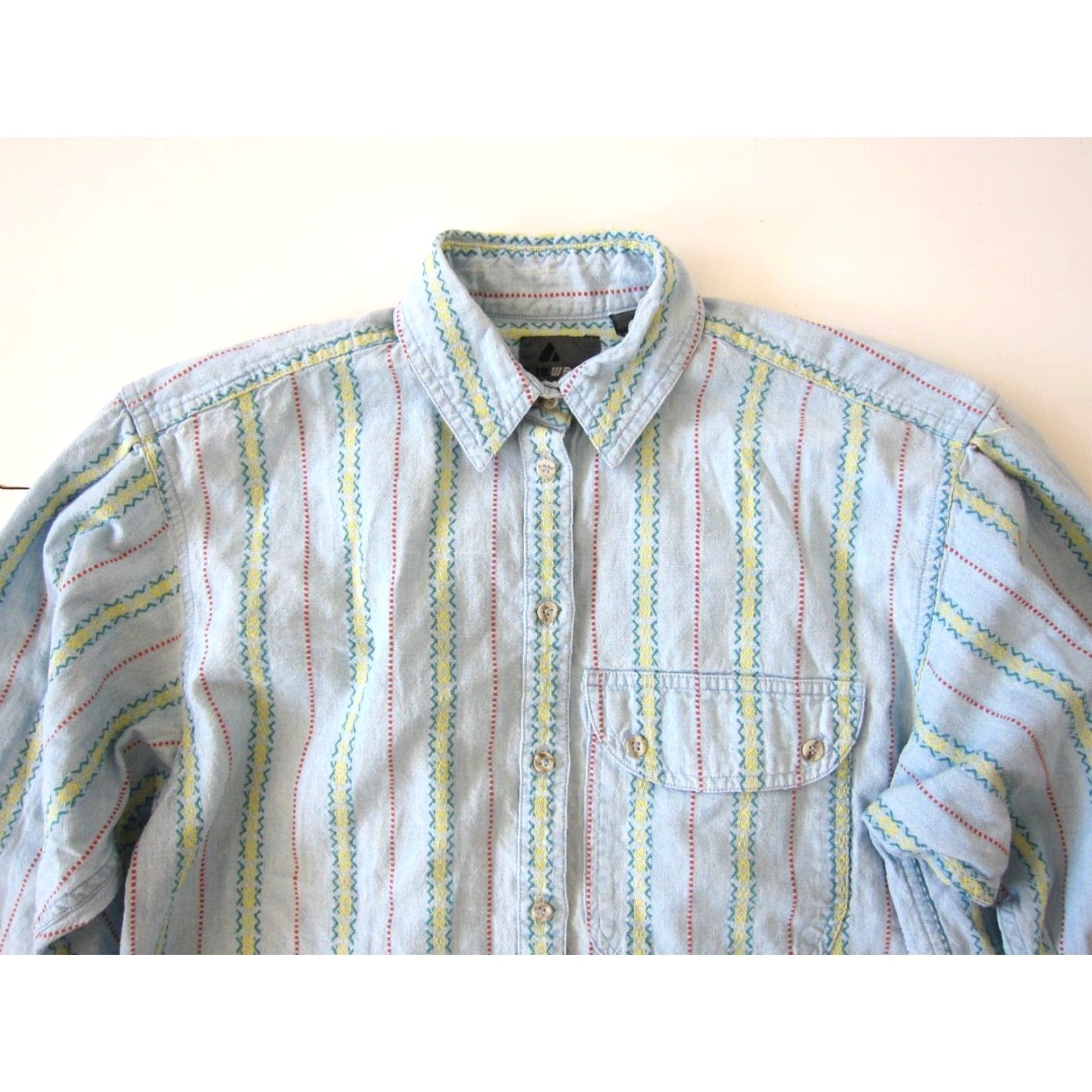 Liz Claiborne VINTAGE Liz Claiborne Wear Cotton Blue Stripe Button-Down Long Sleeve Shirt PS Size S / US 4 / IT 40 - 5 Thumbnail