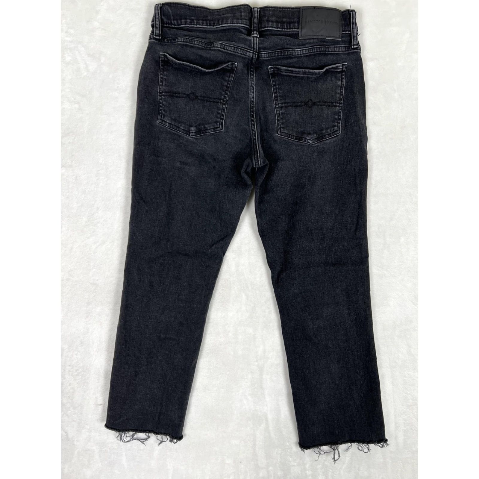Lucky Brand Lucky Brand Jeans Women's 6 28 Black Dark Wash Cropped Denim Ankle Stretch Distressed Frayed Hem Pockets Zip 23 in Inseam Womens Size 28" / US 6 / IT 42 - 5 Thumbnail