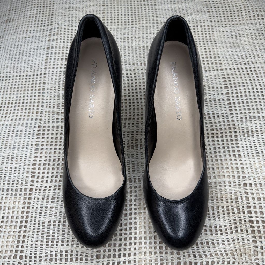 Franco Sarto Franco Sarto Womens 8 Napoli Pump Black Leather Heel (8.5) Size US 8 / IT 38 - 4 Thumbnail
