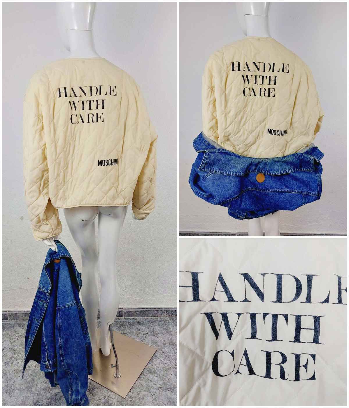 Moschino Moschino Jeans Handle With Care Denim Liner Jacket Size US M / EU 48-50 / 2 - 1 Thumbnail