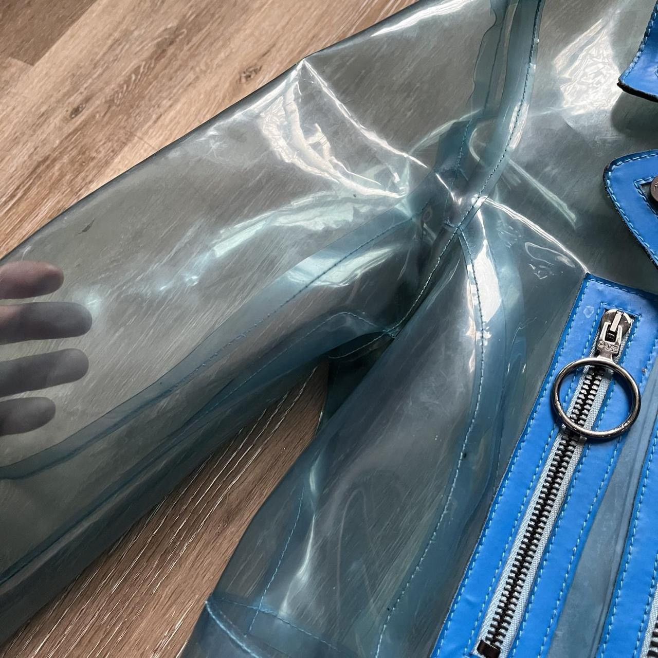 Off-White RARE 2019 off-white blue transparent cropped moto jacket Size M / US 6-8 / IT 42-44 - 5 Thumbnail