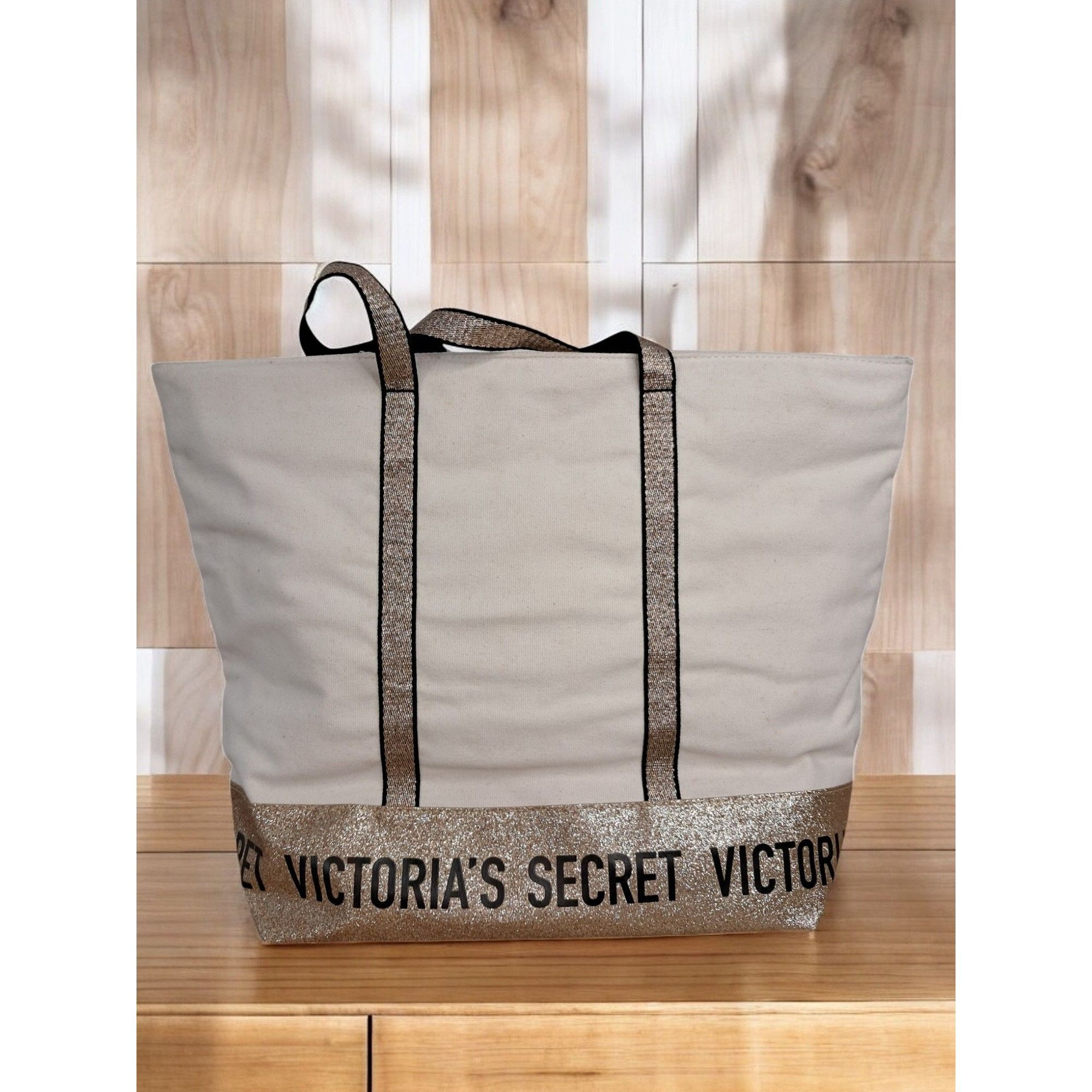 Victoria's Secret Victoria's Secret Sparkle Carryall Canvas Tote with Glittery Size ONE SIZE - 2 Thumbnail