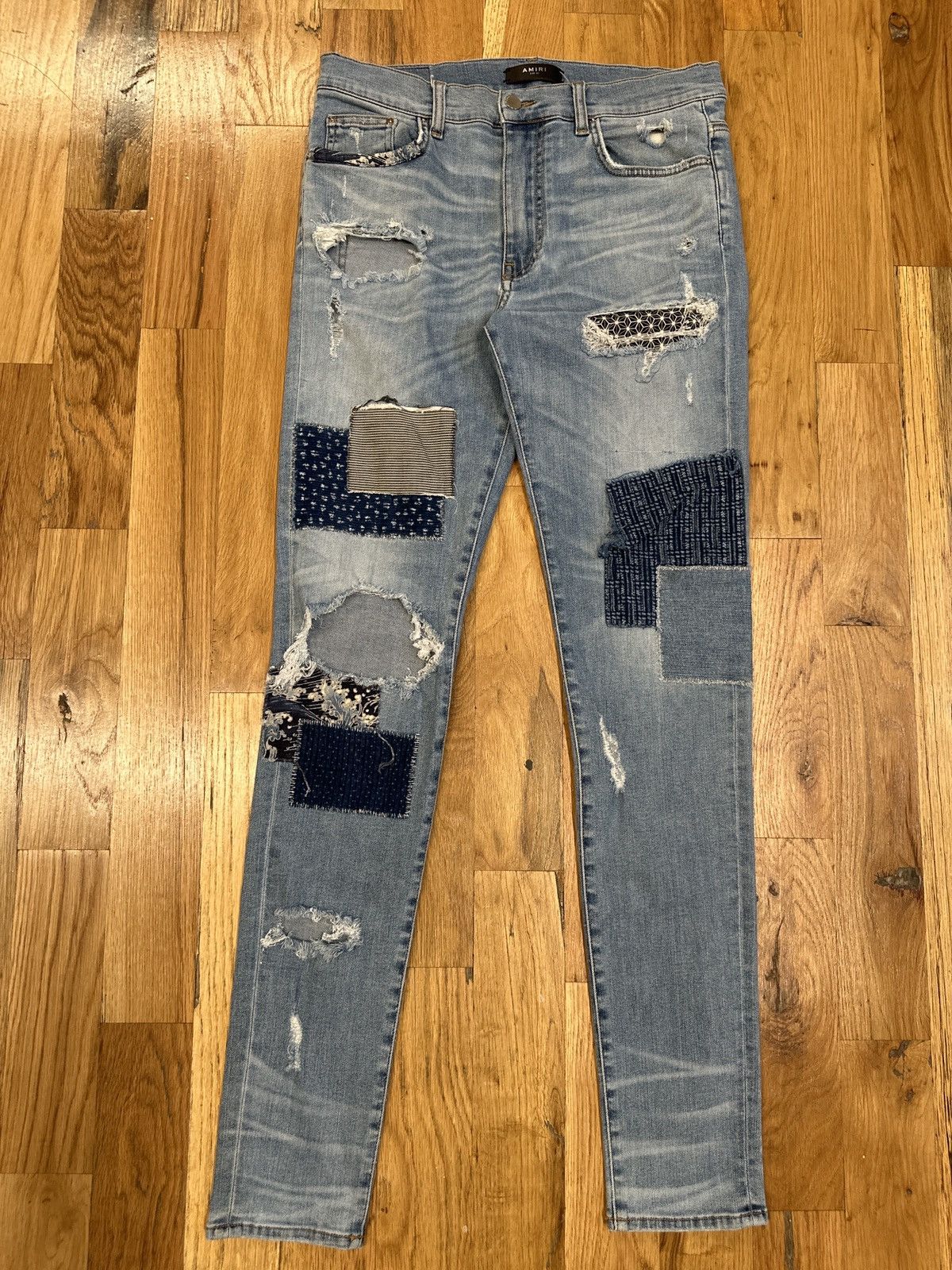 image of Amiri Patches Blue Denim Jeans Size 33, Men's