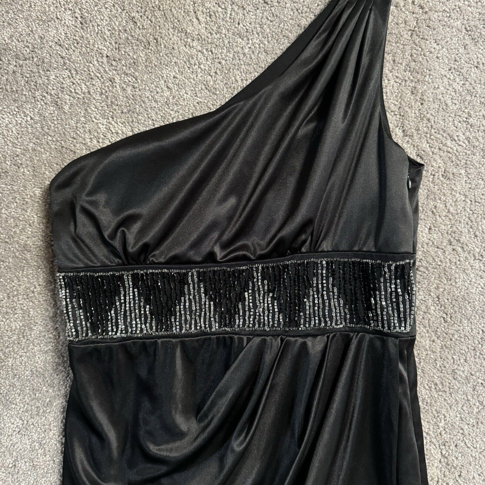 Other Love Tease Y2K Dress Size 9 One Shoulder Draped Beaded Sleek Size ONE SIZE - 2 Thumbnail