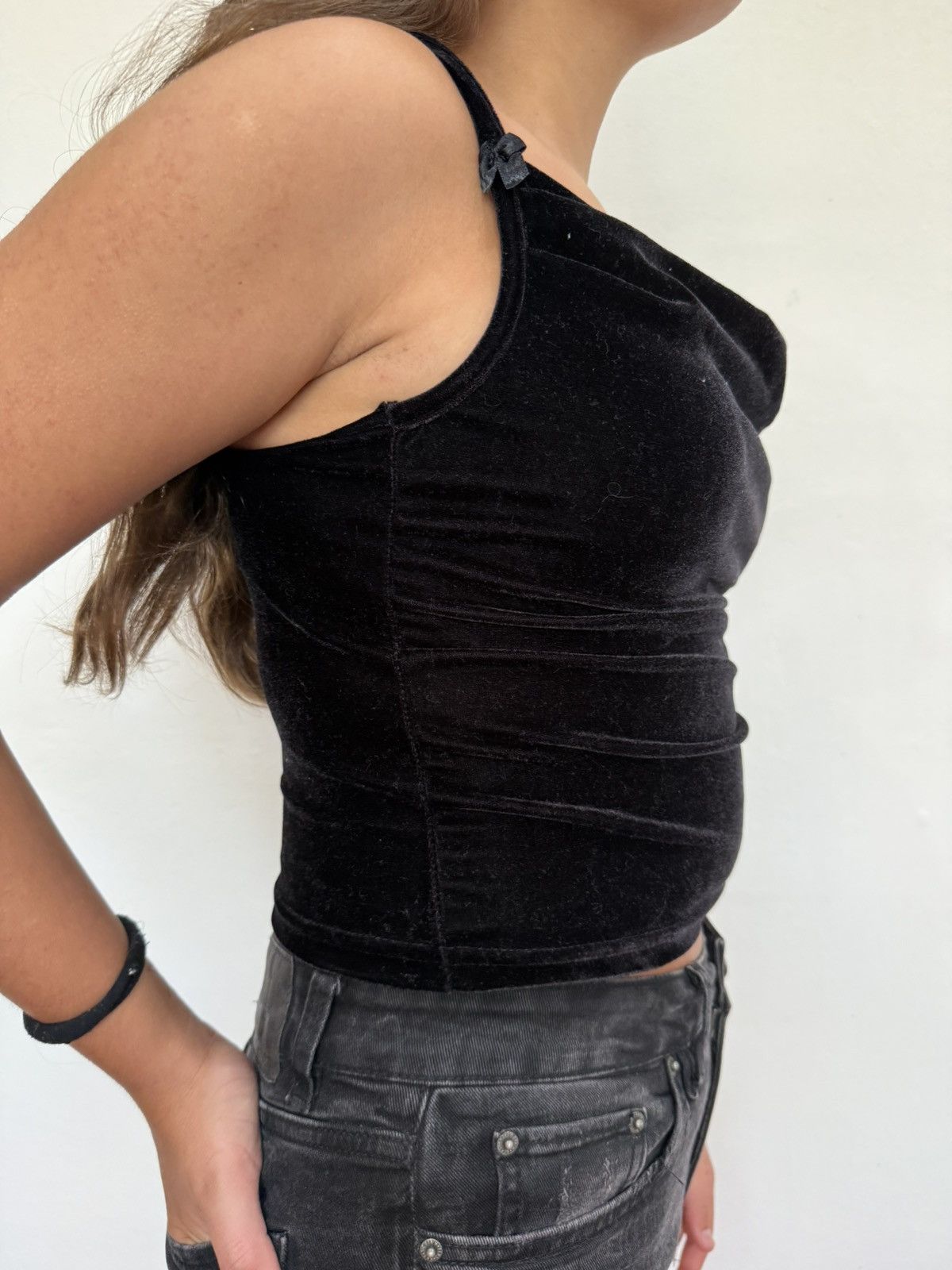 Other Y2K Black Velvet Cowl Neck Top Size S / US 4 / IT 40 - 3 Thumbnail