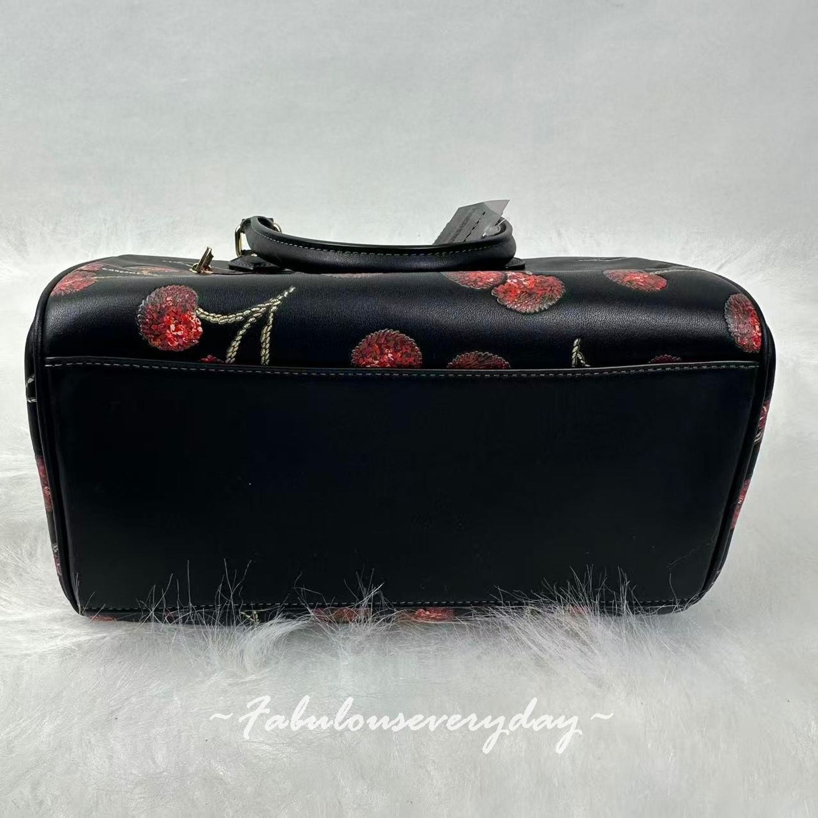 Coach Coach Rowan Satchel Bag xbody Cherry Print Leather Black Size ONE SIZE - 8 Thumbnail