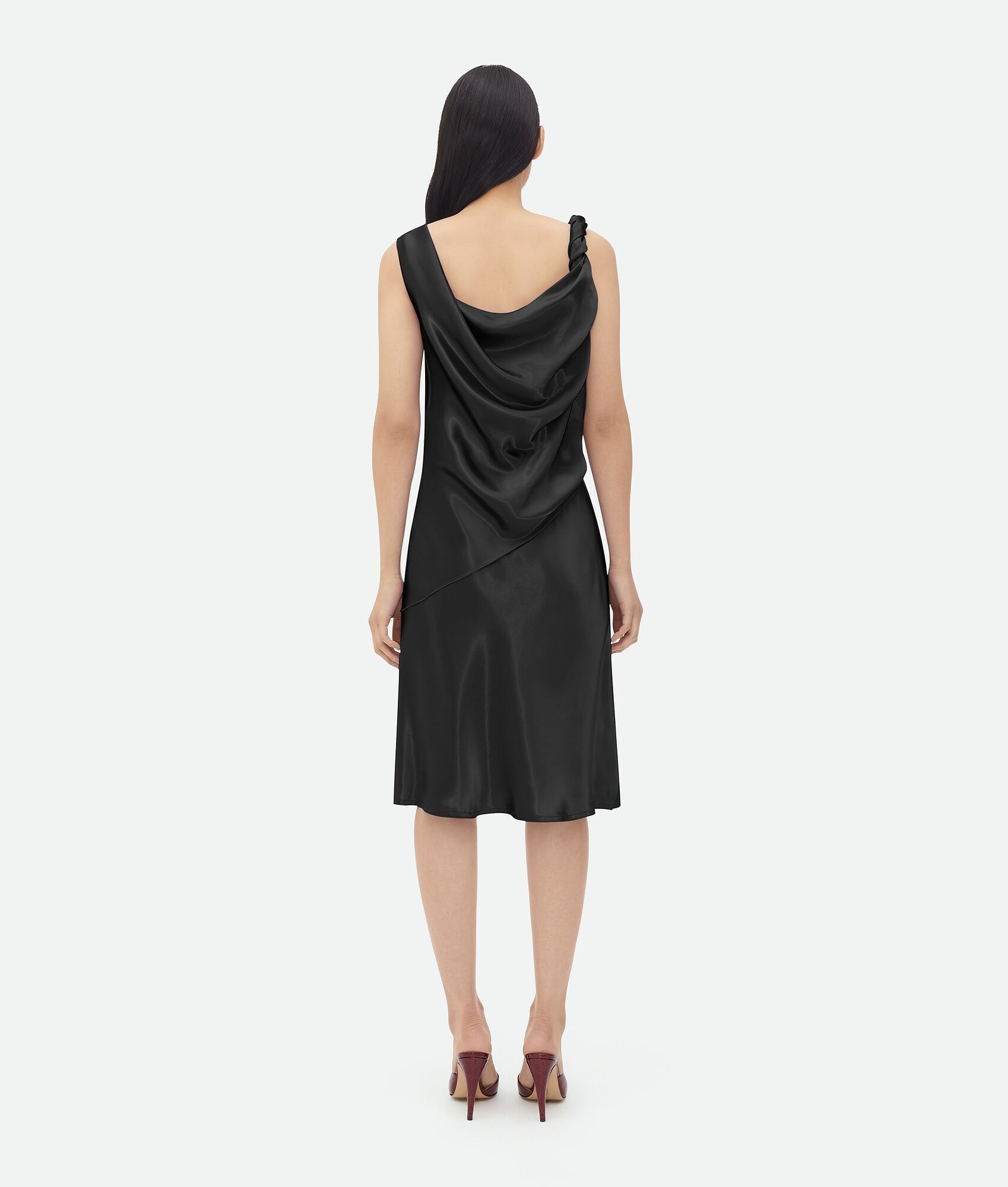 Bottega Veneta o1n1vont0325 Washed Fluid Shine Viscose Satin Dress in Black Size XS / US 0-2 / IT 36-38 - 3 Thumbnail