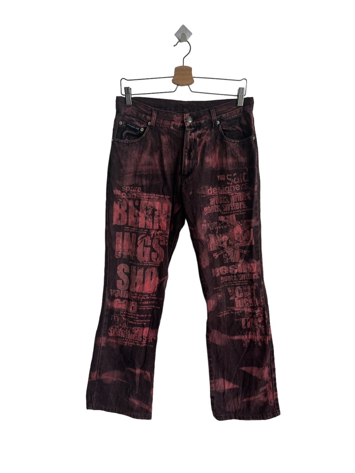 BERNINGS SHO 1990s Berning-Sho 🇯🇵 Anarchy Statement Baggy Jeans Denim Size US 33 - 4 Thumbnail