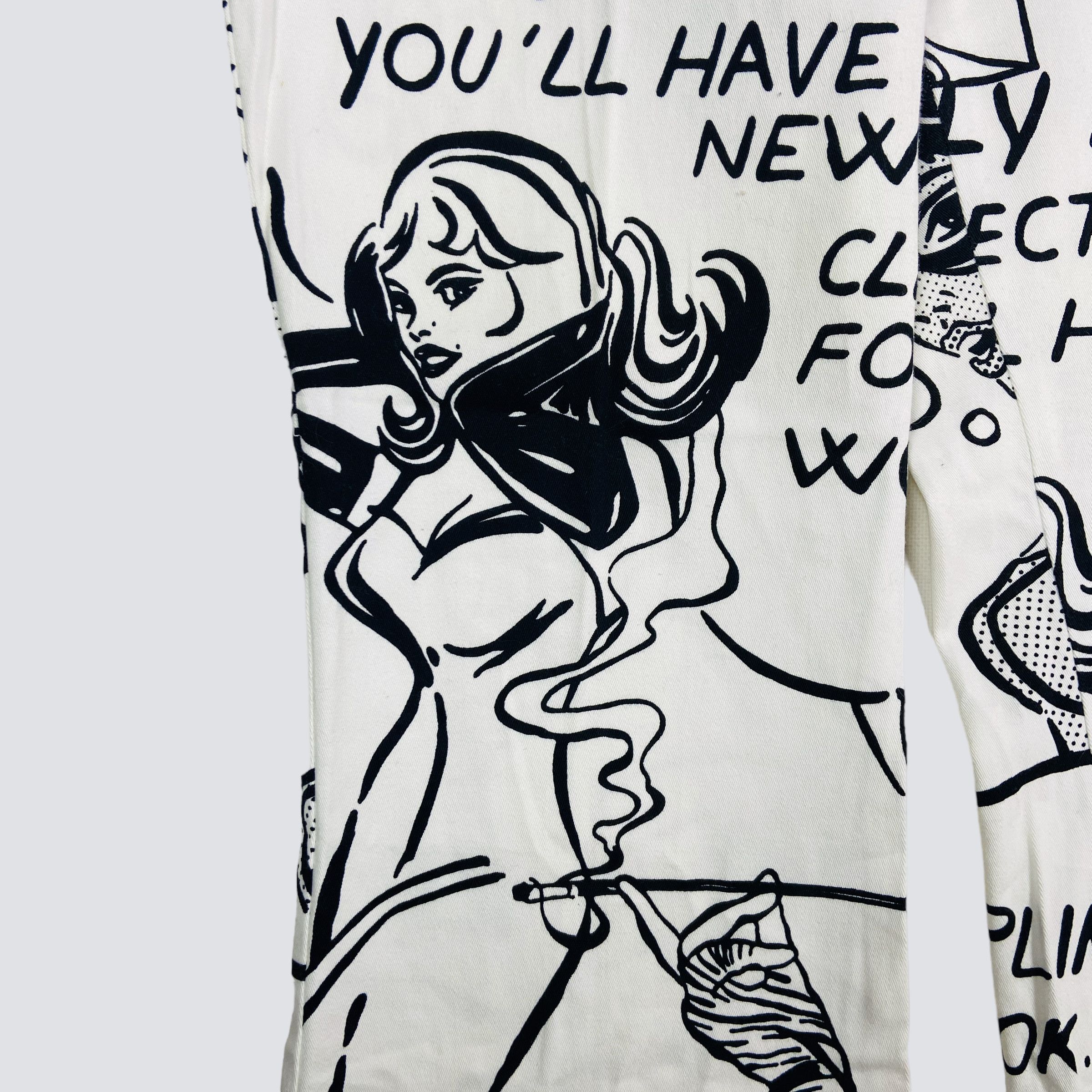 Vintage BAGGY FLARE ARCHIVE 1990s COMICS OVERPRINTED PANTS - № 3090 Size US 34 / EU 50 - 6 Thumbnail