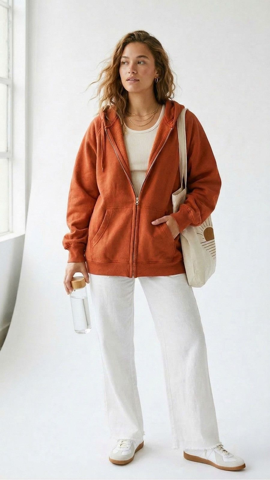 Other Cozy Women's Oversized Orange Zip-Up Hoodie Size L / US 10 / IT 46 - 3 Thumbnail
