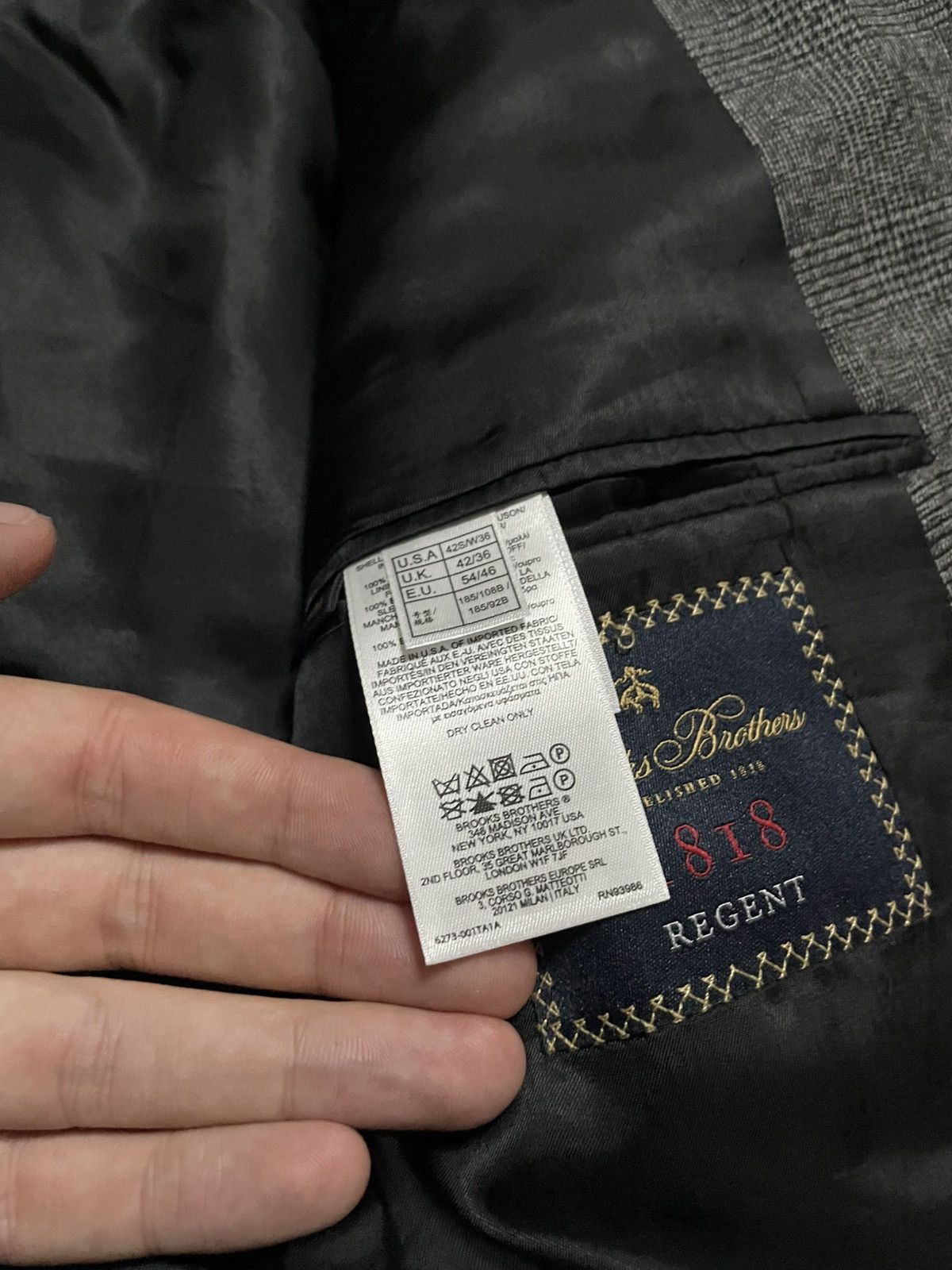 Brooks Brothers Brooks Brothers 1818 E.Thomas Wool Charcoal Blazer 42S EU 54 Size 42S - 10 Thumbnail