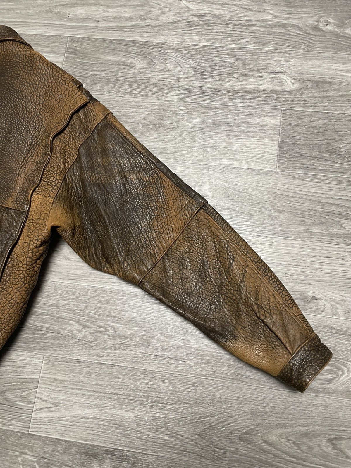 Leather Vintage Leather Brown Patterned Bomber Jacket 90s Size US M / EU 48-50 / 2 - 15 Thumbnail