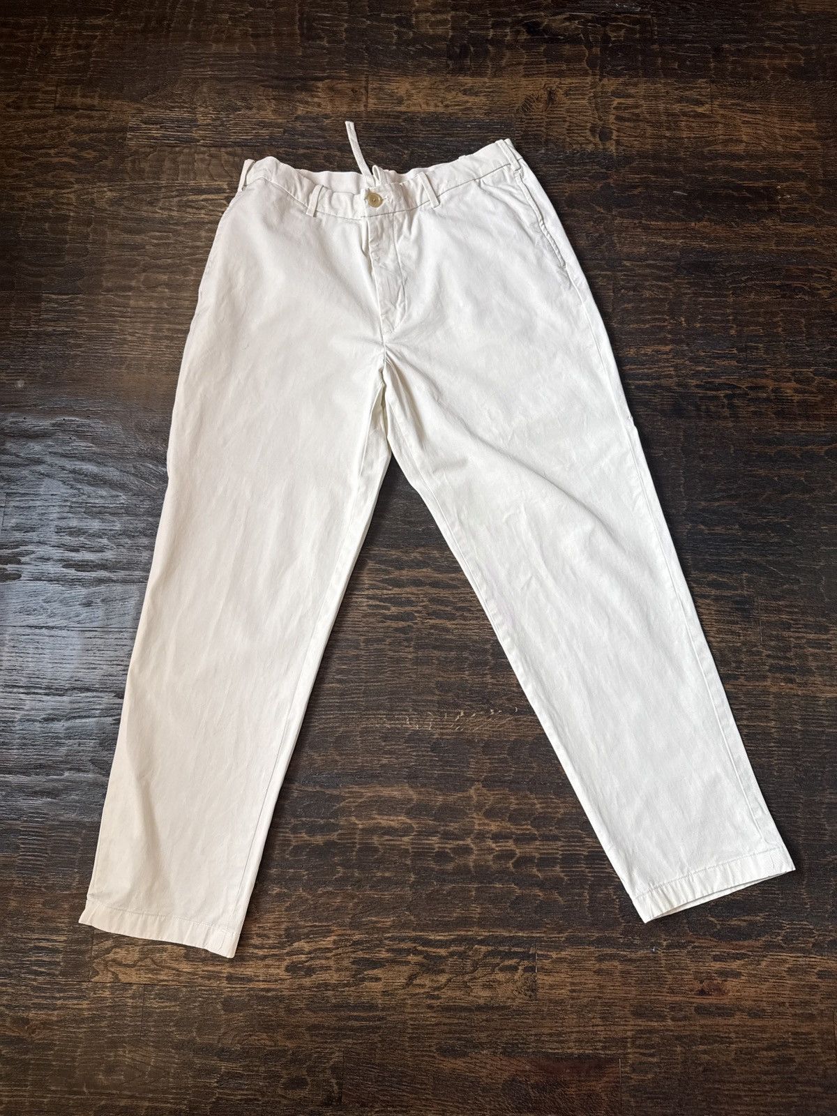 Uniqlo Uniqlo Cream Trousers Size US 33 - 1 Thumbnail