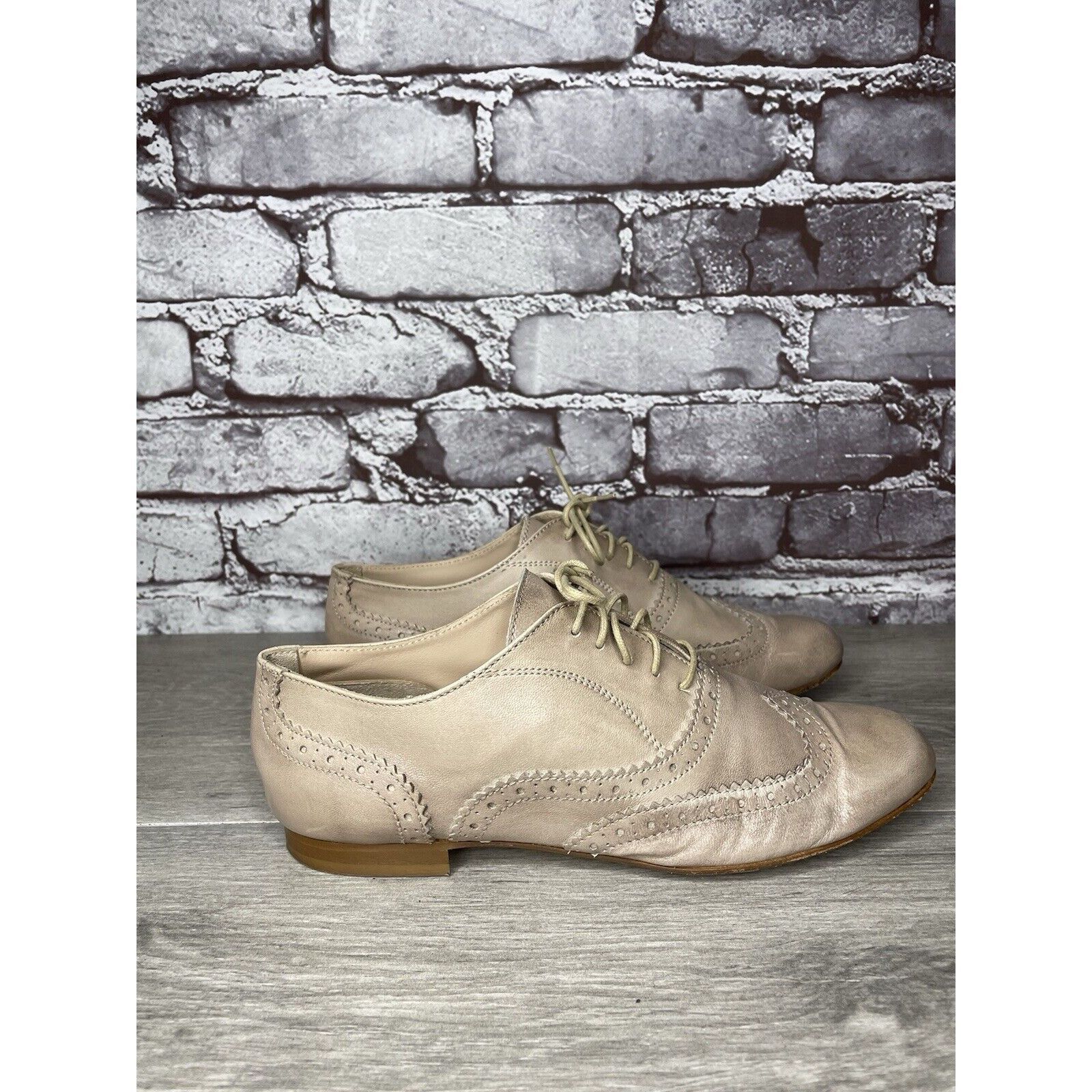 Other Garnet Hill Taupe Nude Felisa Soft Oxfords Wing Tip Shoes Wo Size US 7 / IT 37 - 3 Thumbnail