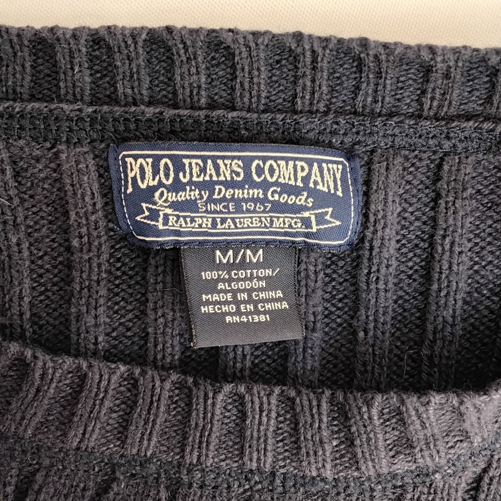 Polo Ralph Lauren Polo Jeans Company Crew Neck Sweater Men's M Navy Blue Size US M / EU 48-50 / 2 - 7 Thumbnail