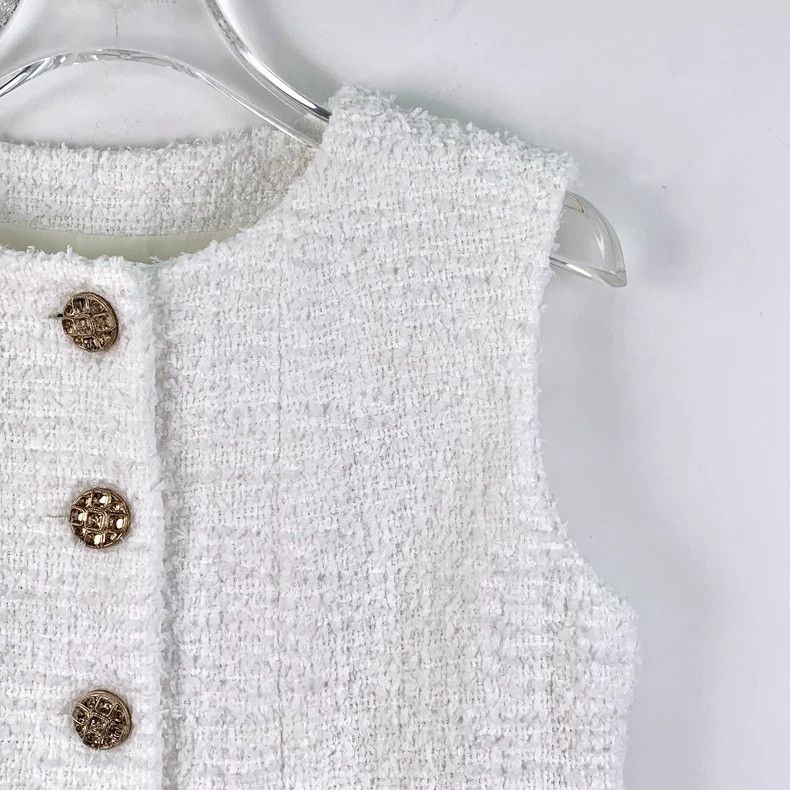 Chanel Chanel 22 white cotton round-neck sleeveless single-breast Size XXS / US 00 / IT 34 - 3 Thumbnail