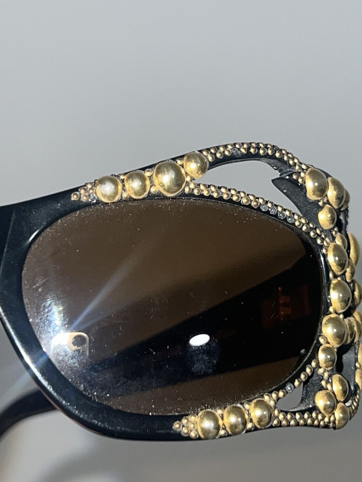 Emmanuelle Khanh Vintage Emmanuelle Khanh Golden Studded Sunglasses Size ONE SIZE - 10 Thumbnail