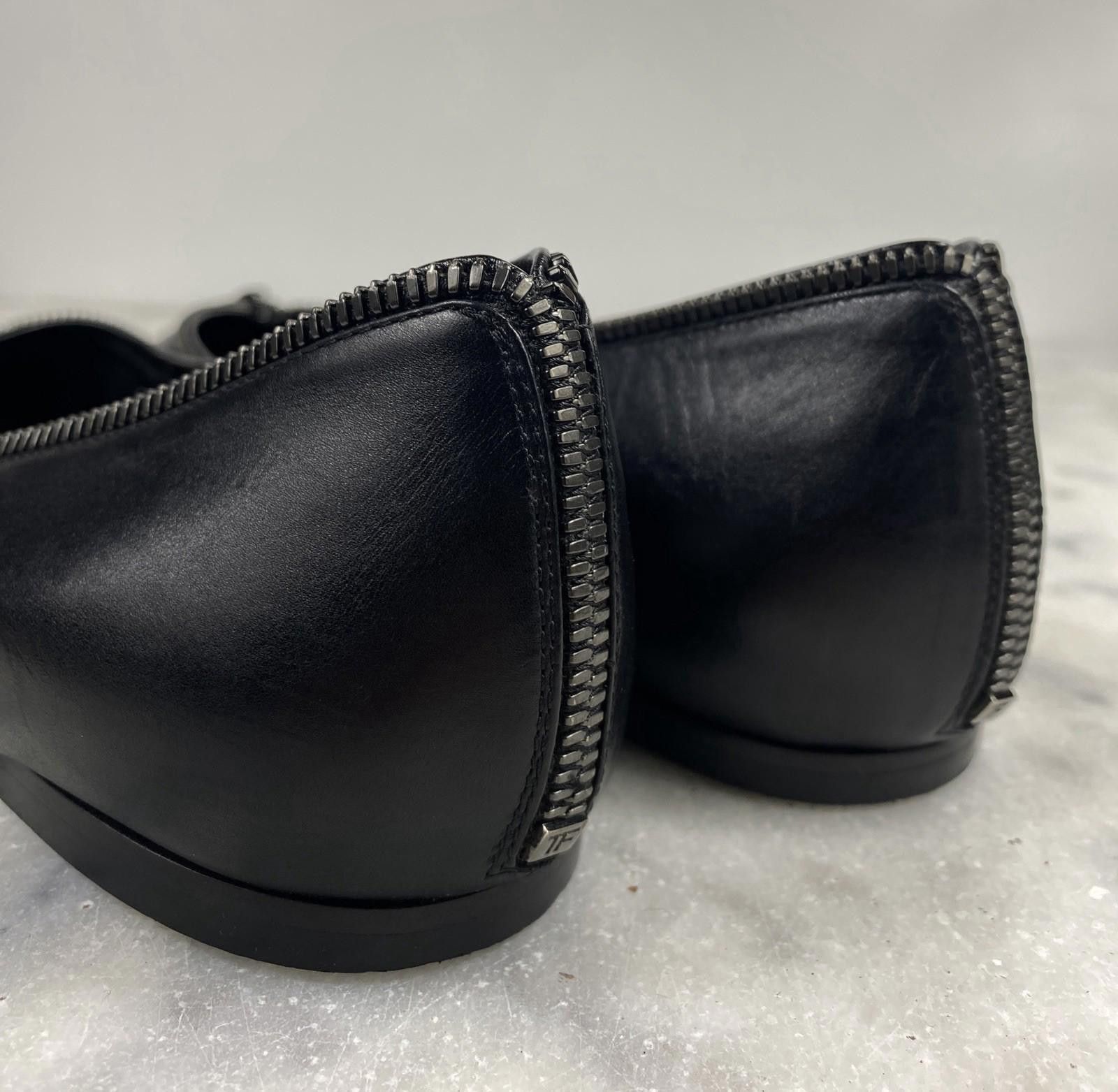 Tom Ford Tom Ford Black Leather Ballet Flats with Zipper Trim Size US 12 / IT 42 - 6 Thumbnail