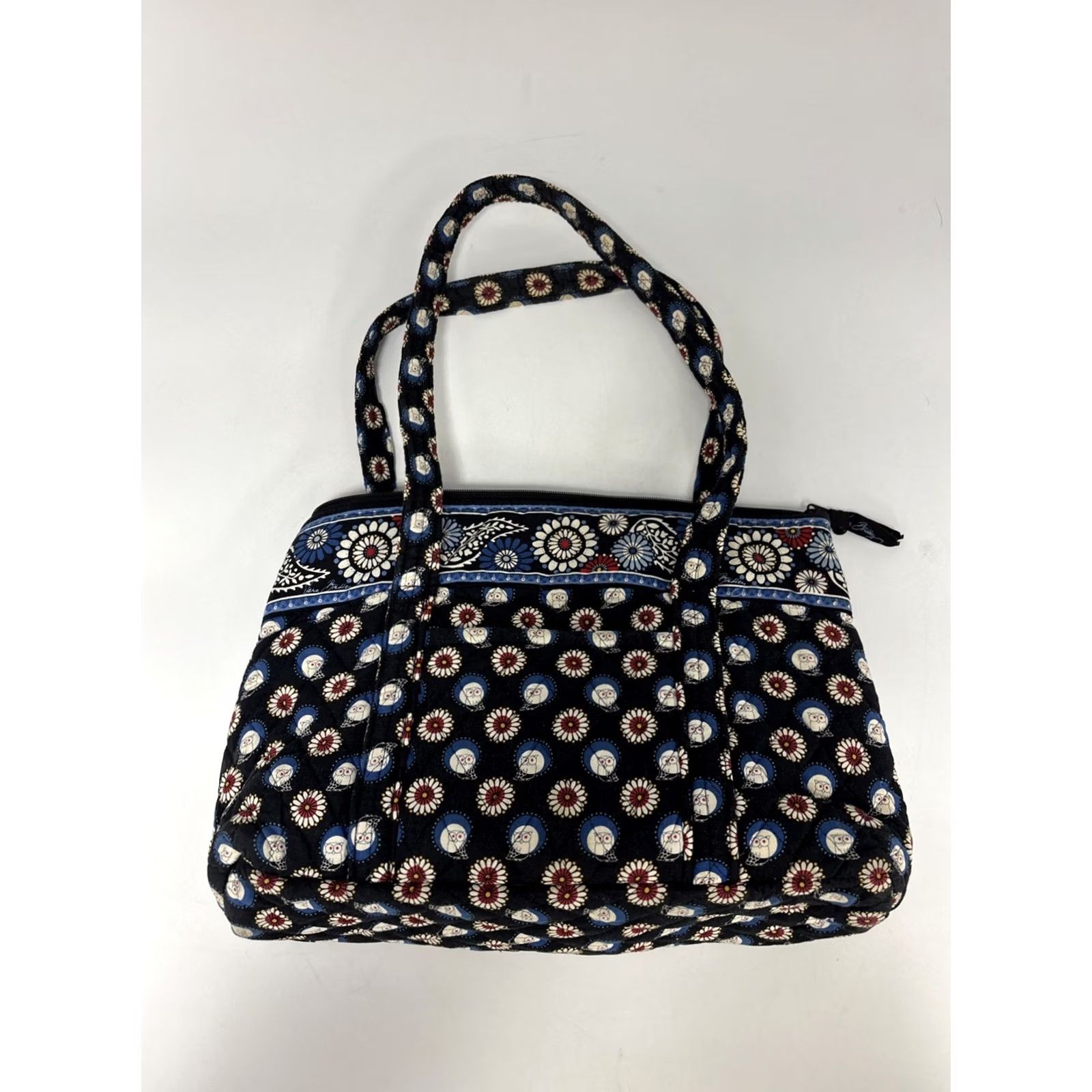 Vintage Vera Bradley Villager Night Owl Quilted Hangbag Tote Womens Blue Cotton Hangbag Size ONE SIZE - 2 Thumbnail