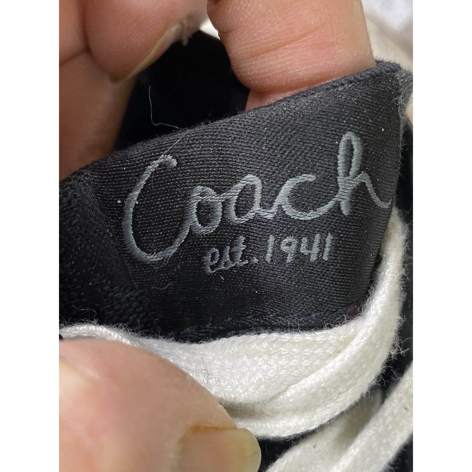 Coach Coach "Folly" Black White Signature Jacquard/Patent Sneakers Size US 7 / IT 37 - 7 Thumbnail