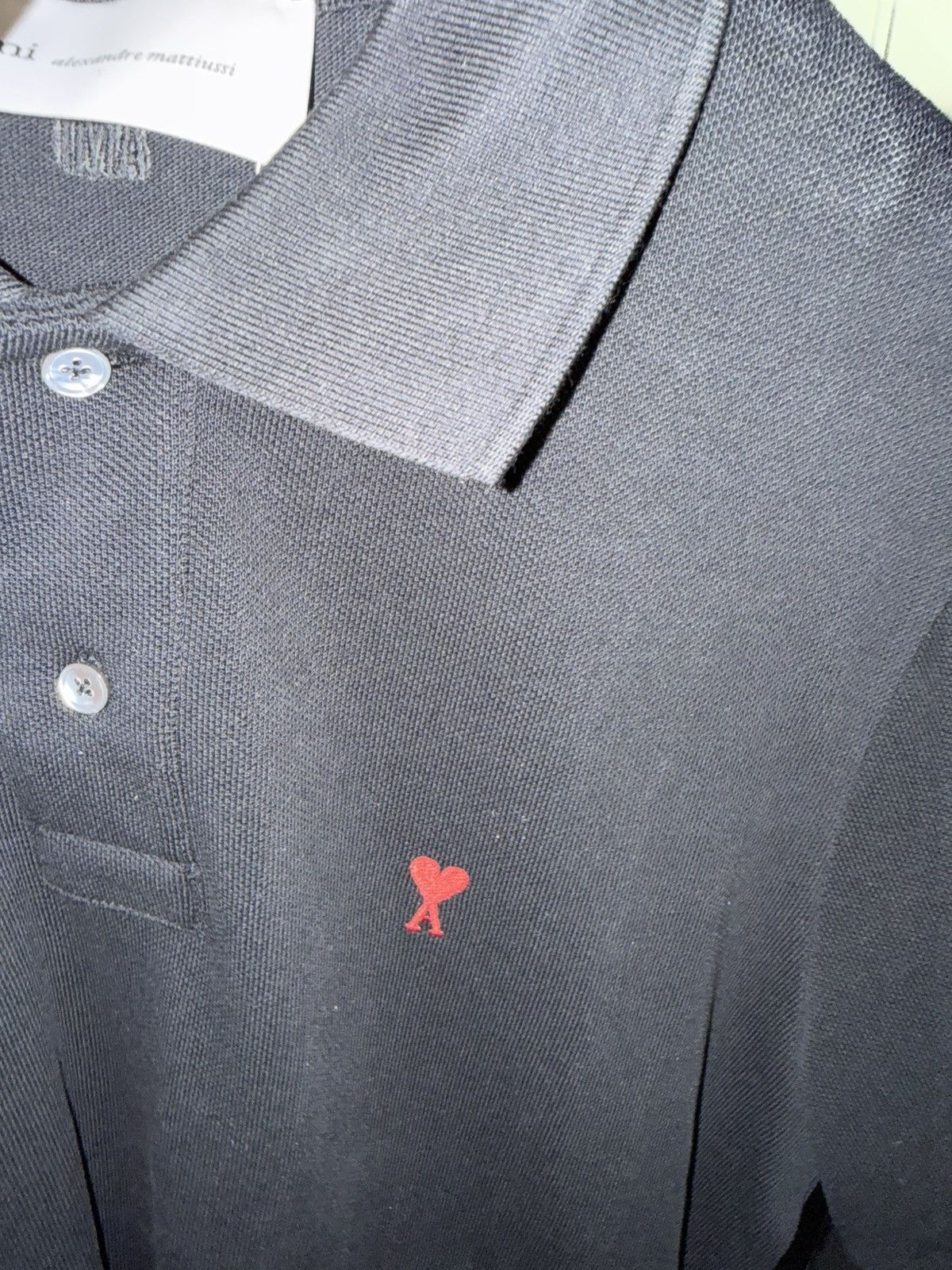 AMI BLACK COTTON RED AMI DE COEUR POLO SHIRT Size US M / EU 48-50 / 2 - 5 Thumbnail