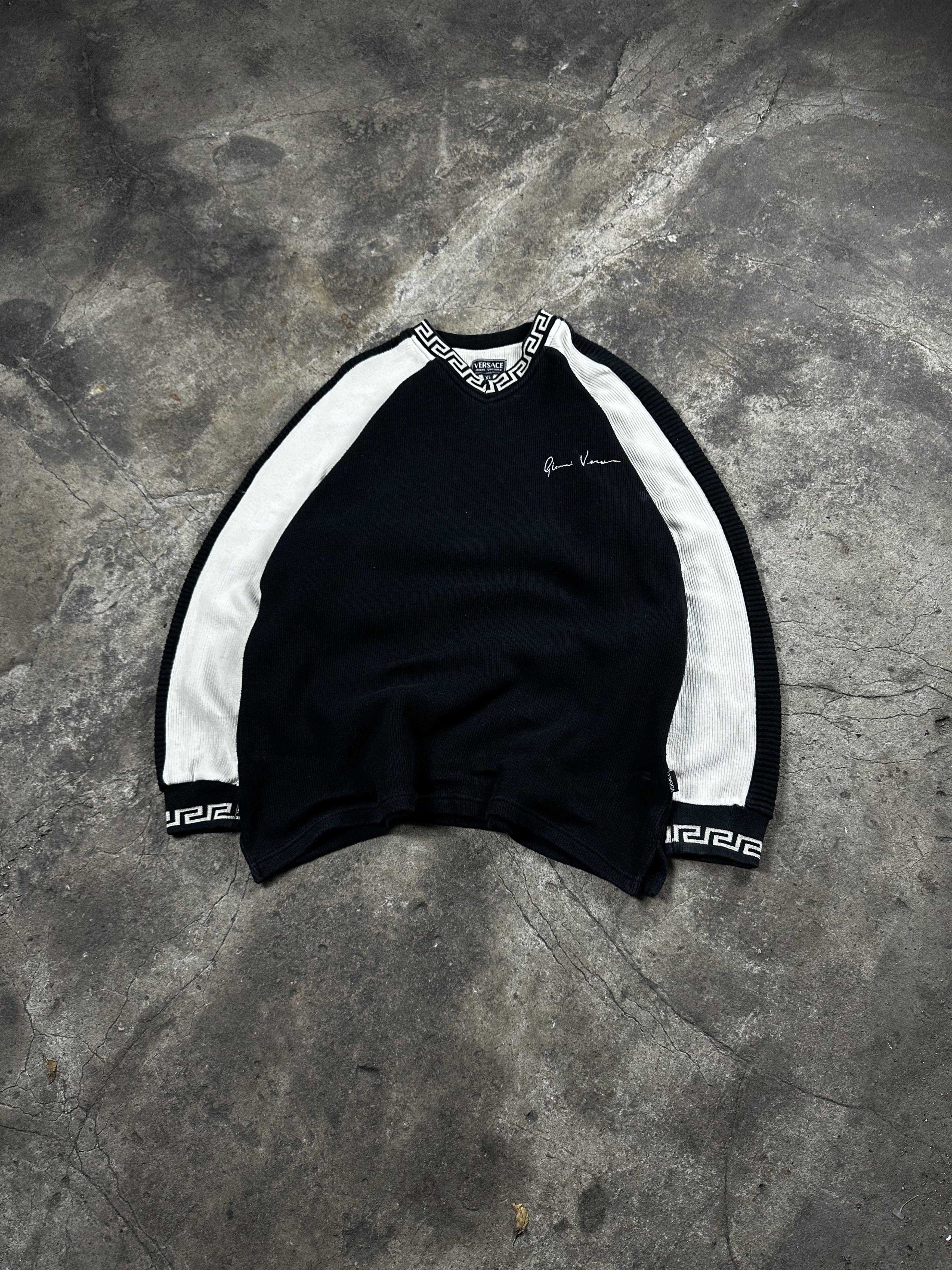 90s Vintage Versace Cotton V-neck Sweatshirt