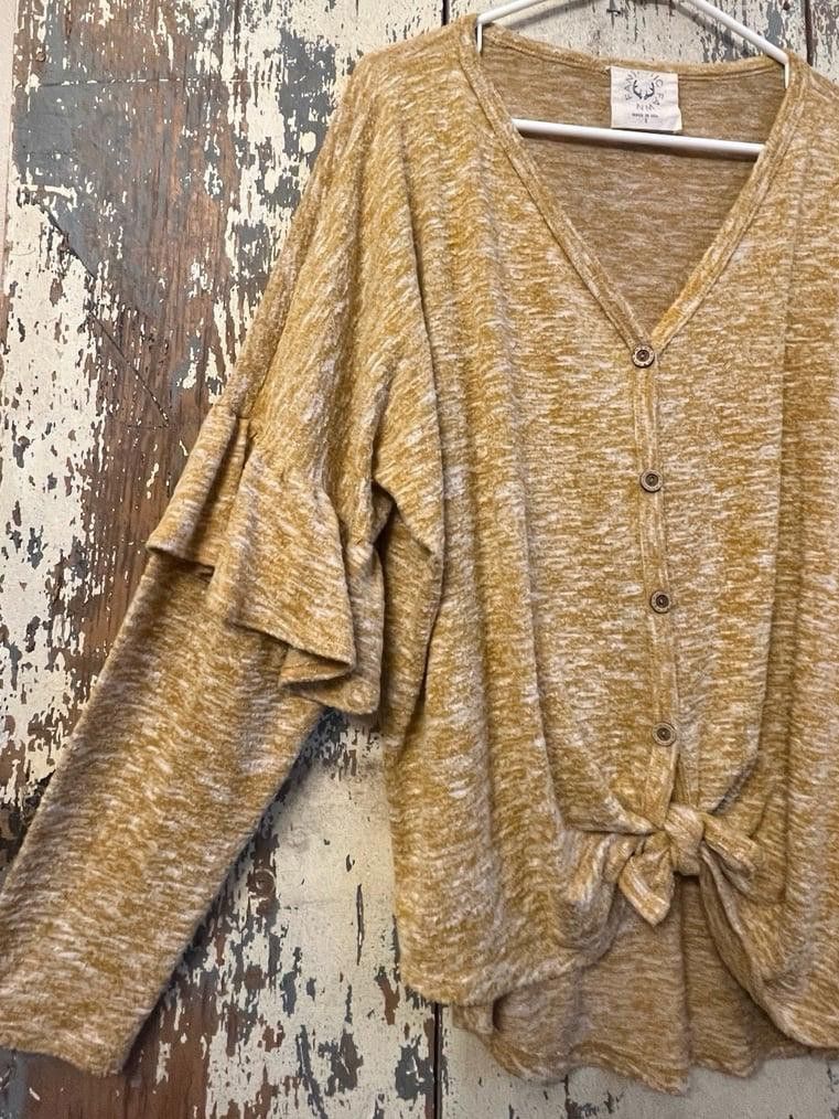 Designer Fantastic Fawn Heathered Yellow blouse, small, oversized Size S / US 4 / IT 40 - 3 Thumbnail