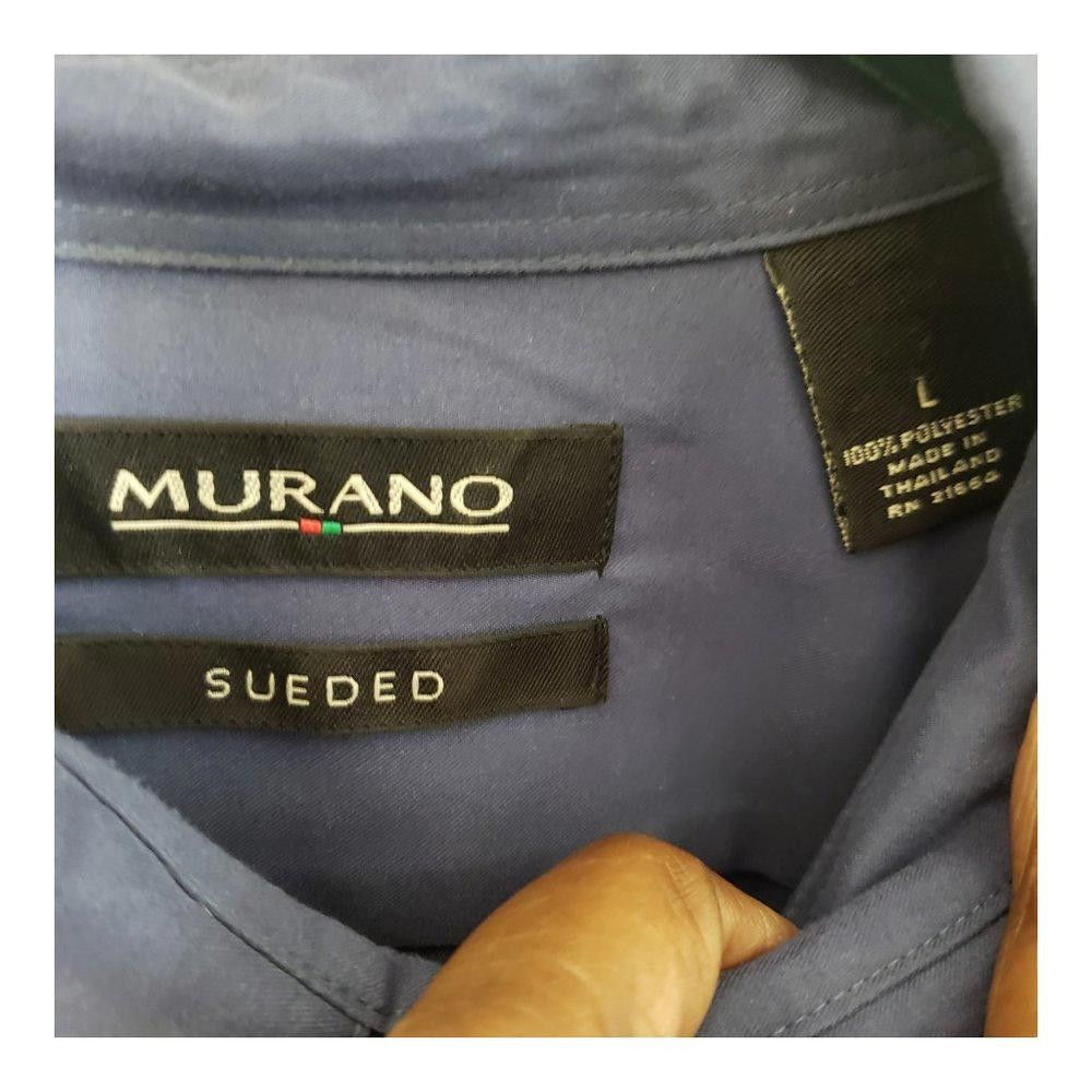 Murano CT454a Murano Italian Sueded Blue Men's Dress Shirt L Size 42R - 2 Thumbnail