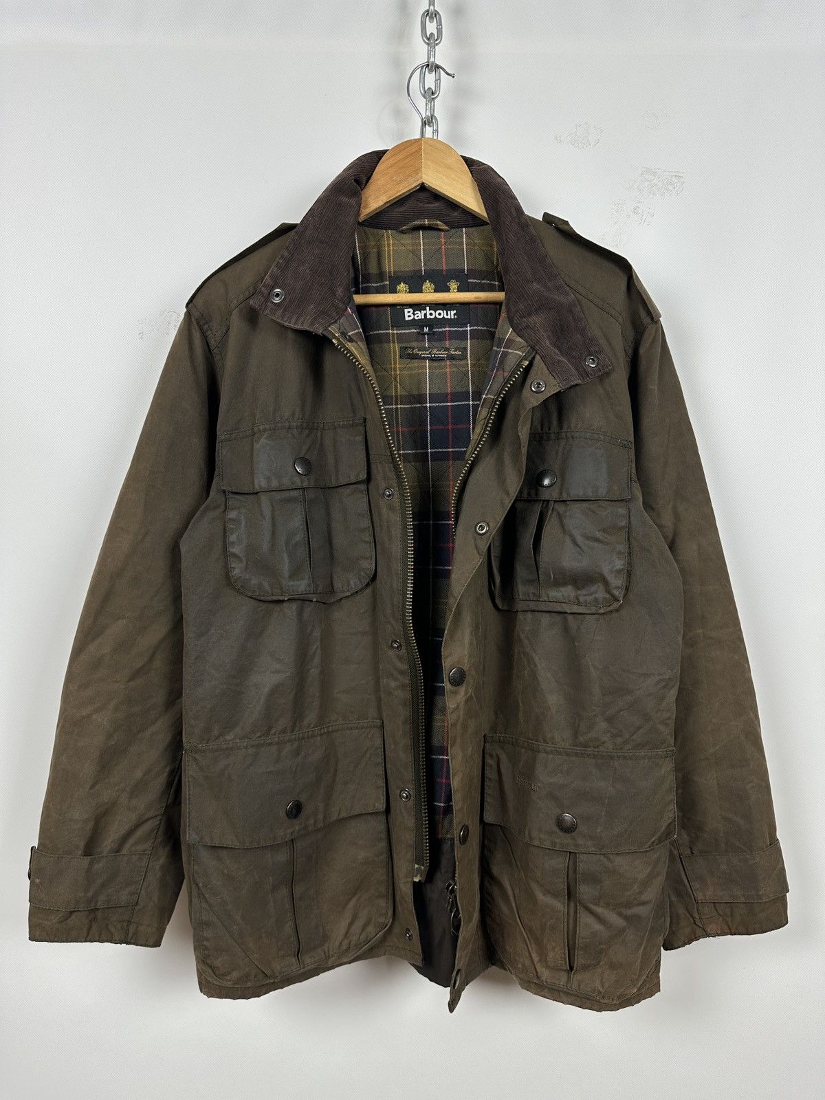 Barbour Barbour Trooper Olive Green Waxed Coat Jacket Size US M / EU 48-50 / 2 - 3 Thumbnail