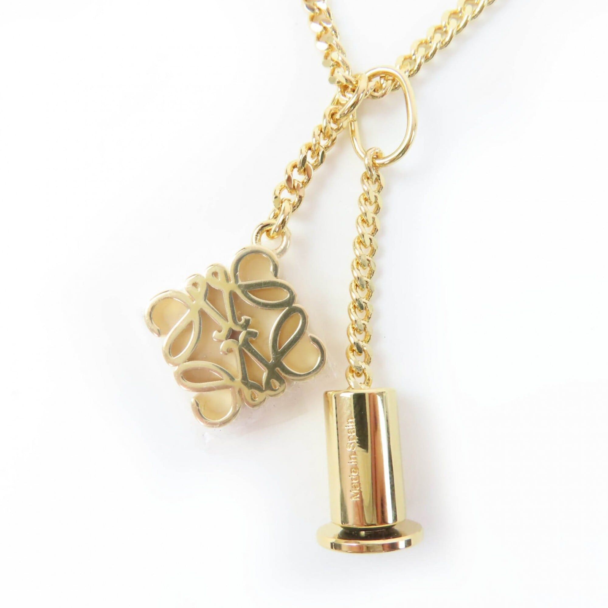Loewe LOEWE J82124X02 Anagram Cube Chain Necklace Pendant, Gold, Made in Spain, Women's, with Box and Dust Bag. Size ONE SIZE - 1 Thumbnail