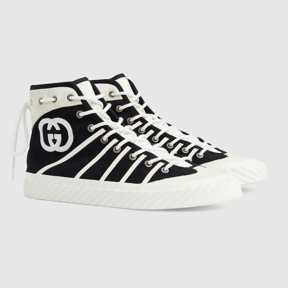 image of Gucci Interlocking G Logo High-Top Sneakers in Black, Men's (Size 12)