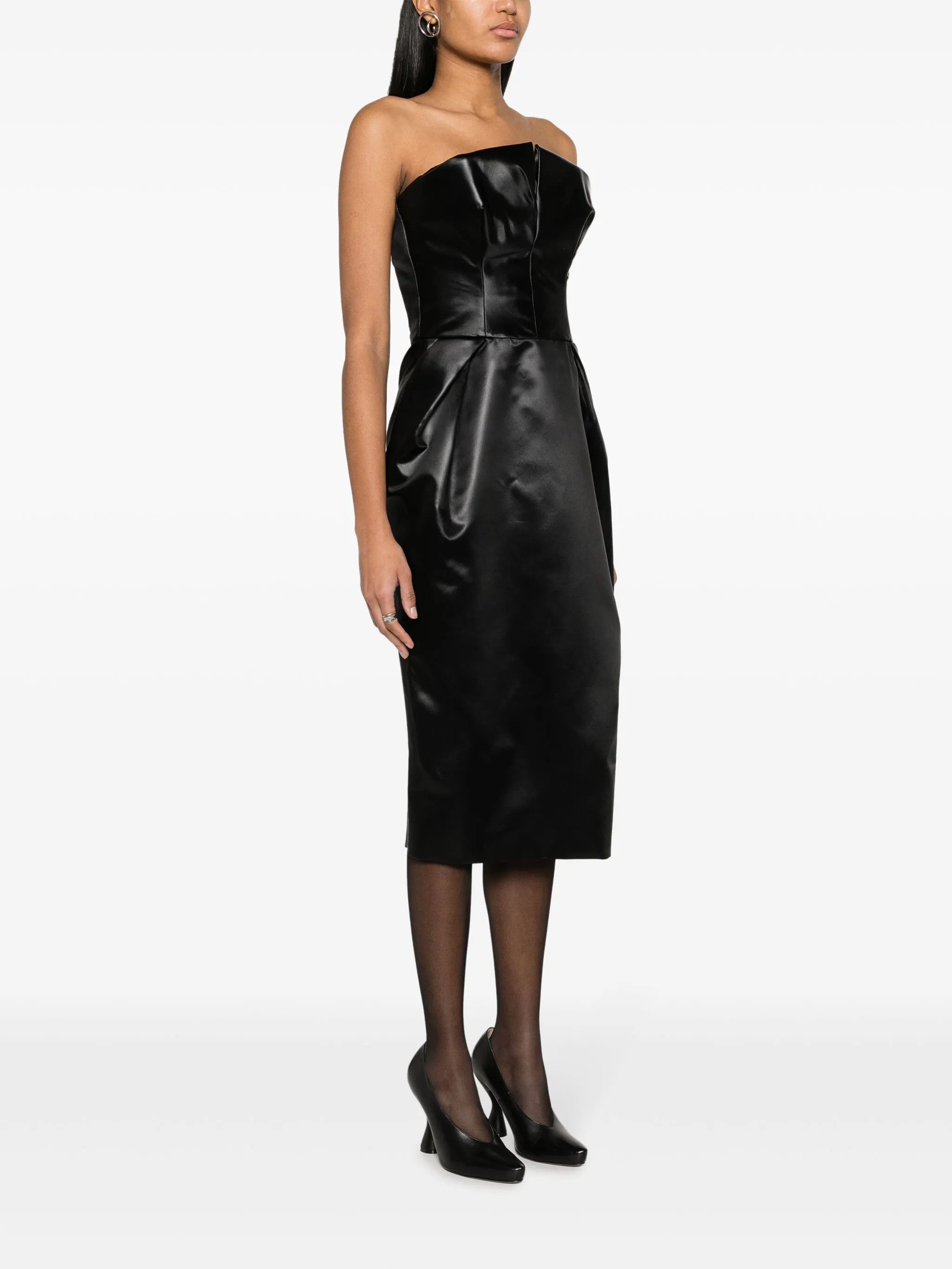 Maison Margiela o1y0625 Midi Dress in Black Size S / US 4 / IT 40 - 3 Thumbnail