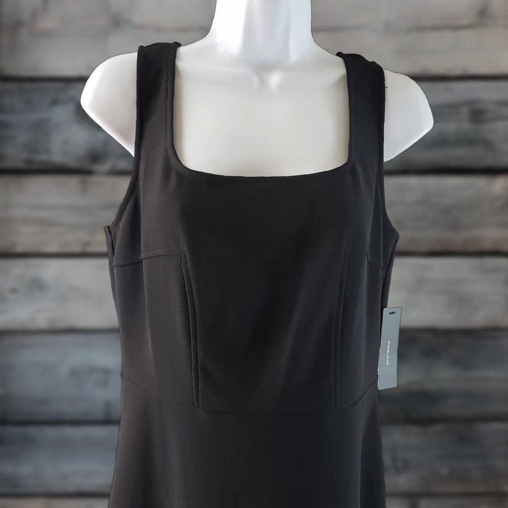 Lulus Lulus Dress Womens Large Solid Black Sleeveless Square Neck Tulle Trim Mini Short Size L / US 10 / IT 46 - 1 Thumbnail