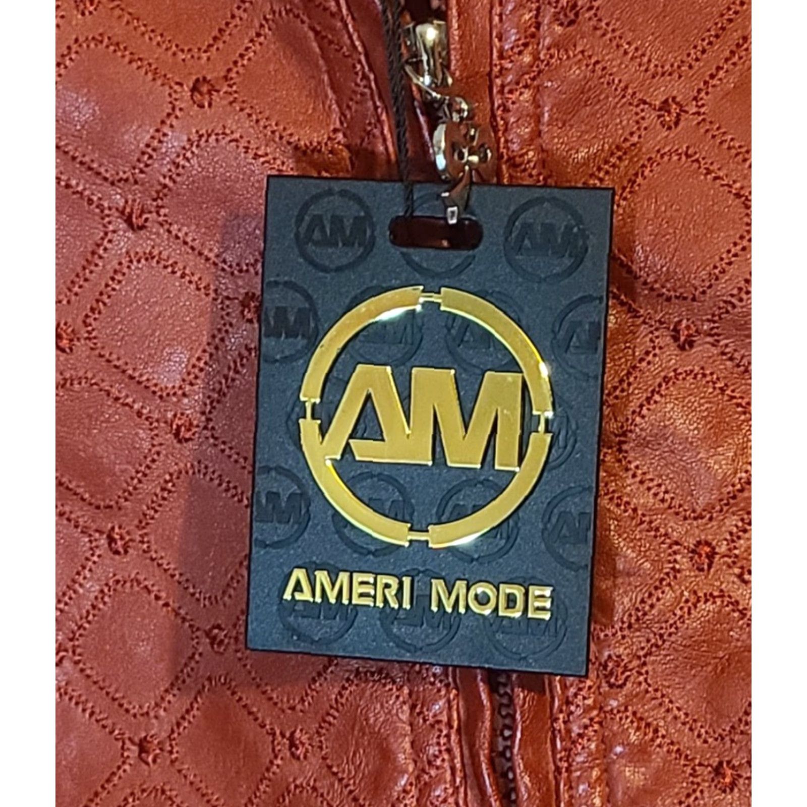 Vintage Ameri Mode Dark Red Faux Leather Jacket Women Boho Mid-Length Full Zip Collared Size S New with Tags Size S / US 4 / IT 40 - 4 Thumbnail