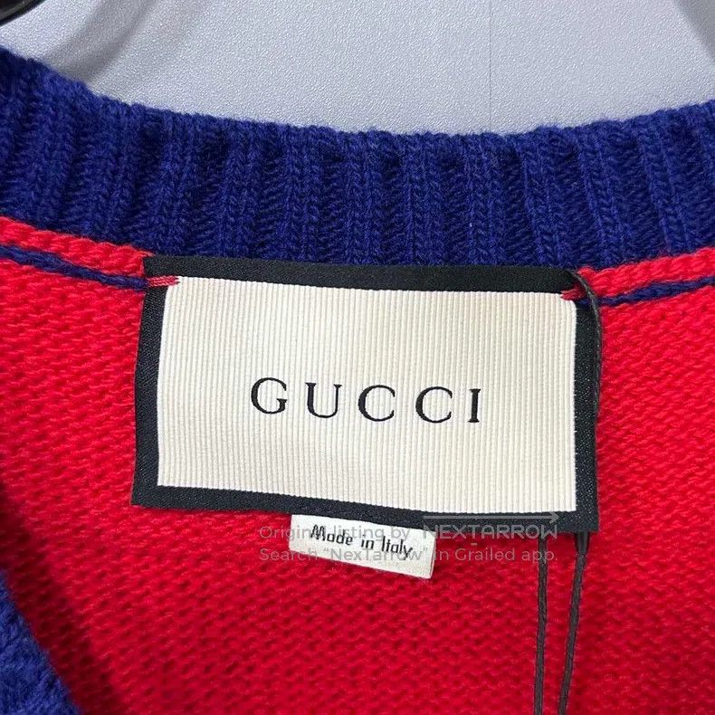 Gucci Gucci Tiger red and blue stitched sweater Size US XL / EU 56 / 4 - 5 Thumbnail