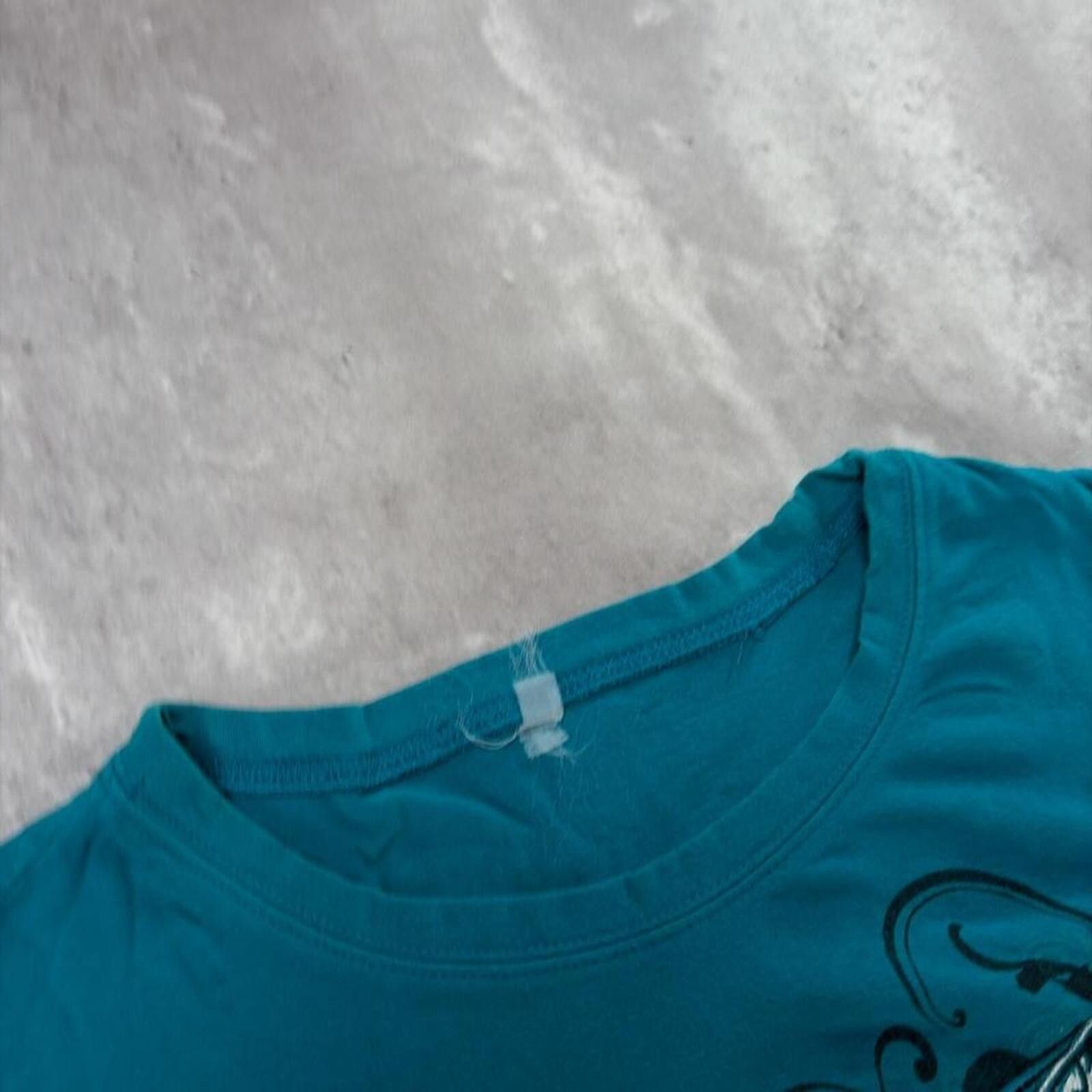 Other Y2K Teal Love Hurts Grunge Gothic Embellished T-Shirt Size M / US 6-8 / IT 42-44 - 6 Thumbnail